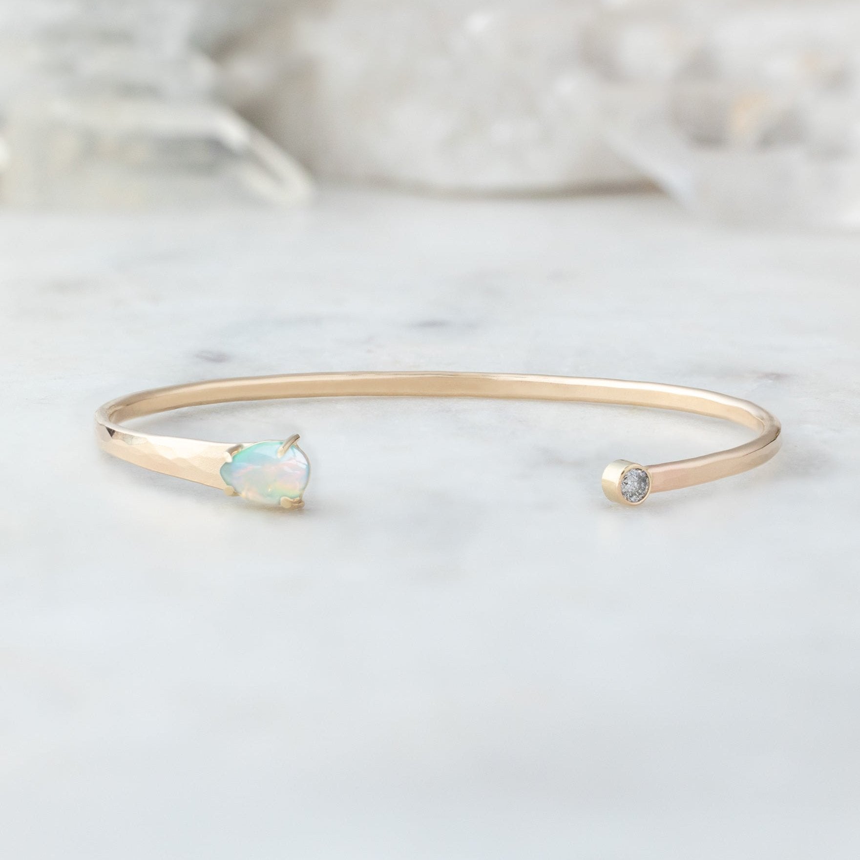 Alexis Russell Bracelets / Anklets The Opal + Diamond Cuff Bracelet | Yellow Gold