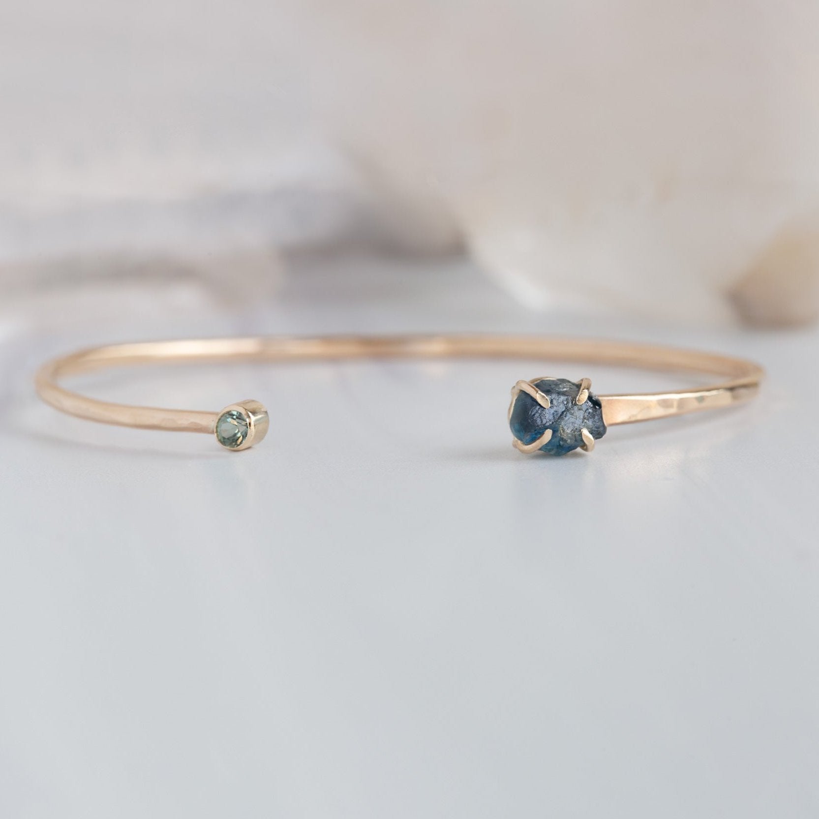 Alexis Russell Bracelets / Anklets The Raw Montana Sapphire Cuff Bracelet | Yellow, Rose or Sterling Silver