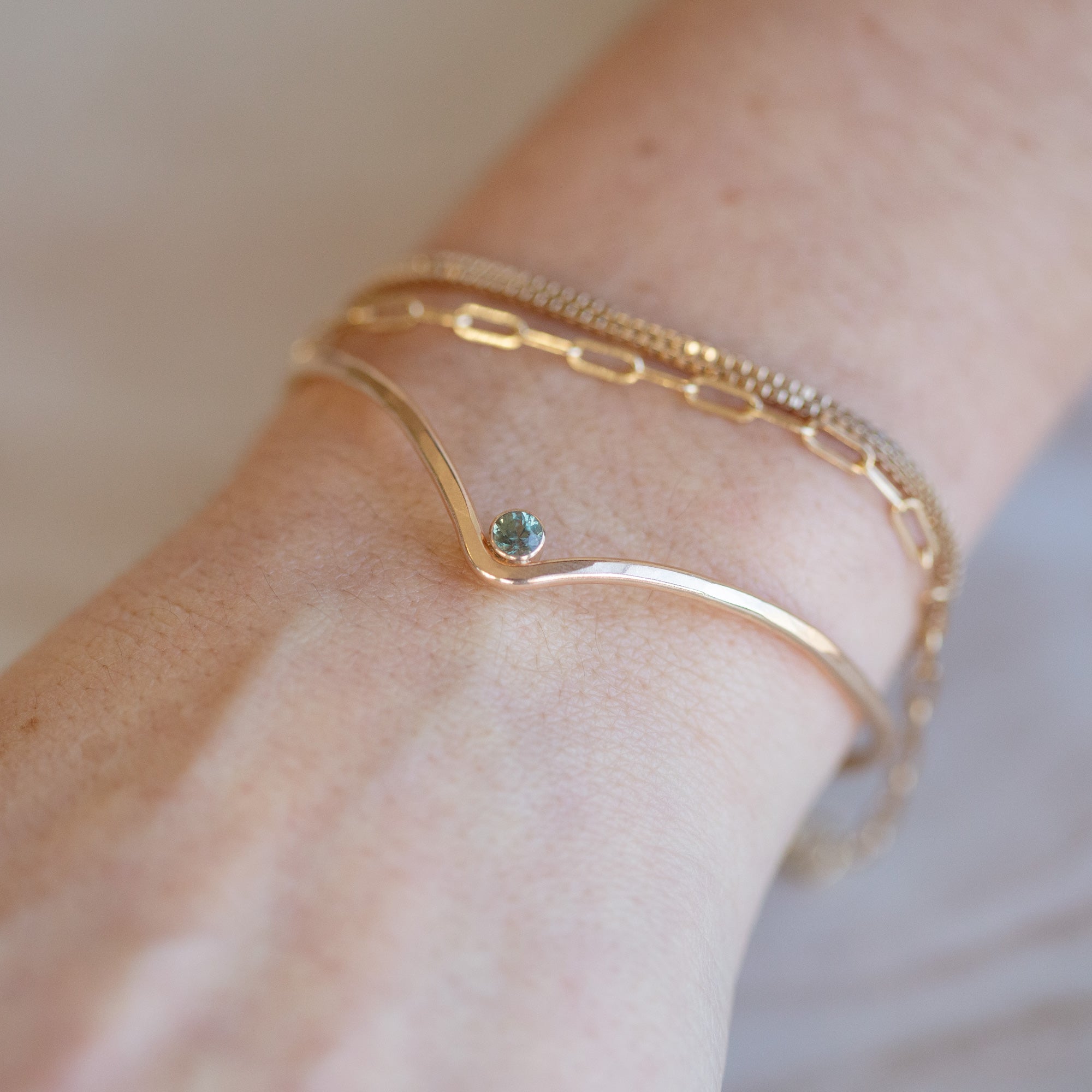 Alexis Russell Bracelets / Anklets The Montana Sapphire Peak Cuff Bracelet | Yellow Gold or Sterling Silver