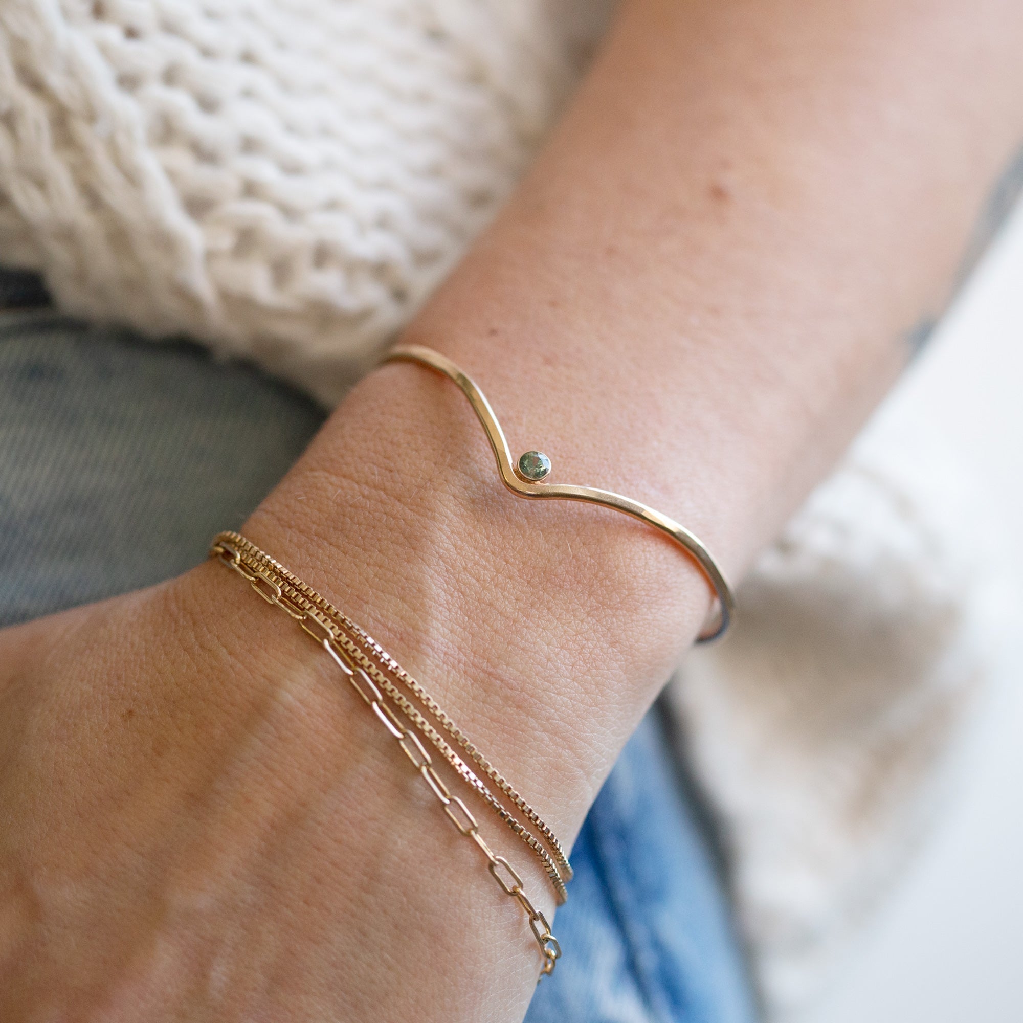 Alexis Russell Bracelets / Anklets The Montana Sapphire Peak Cuff Bracelet | Yellow Gold or Sterling Silver