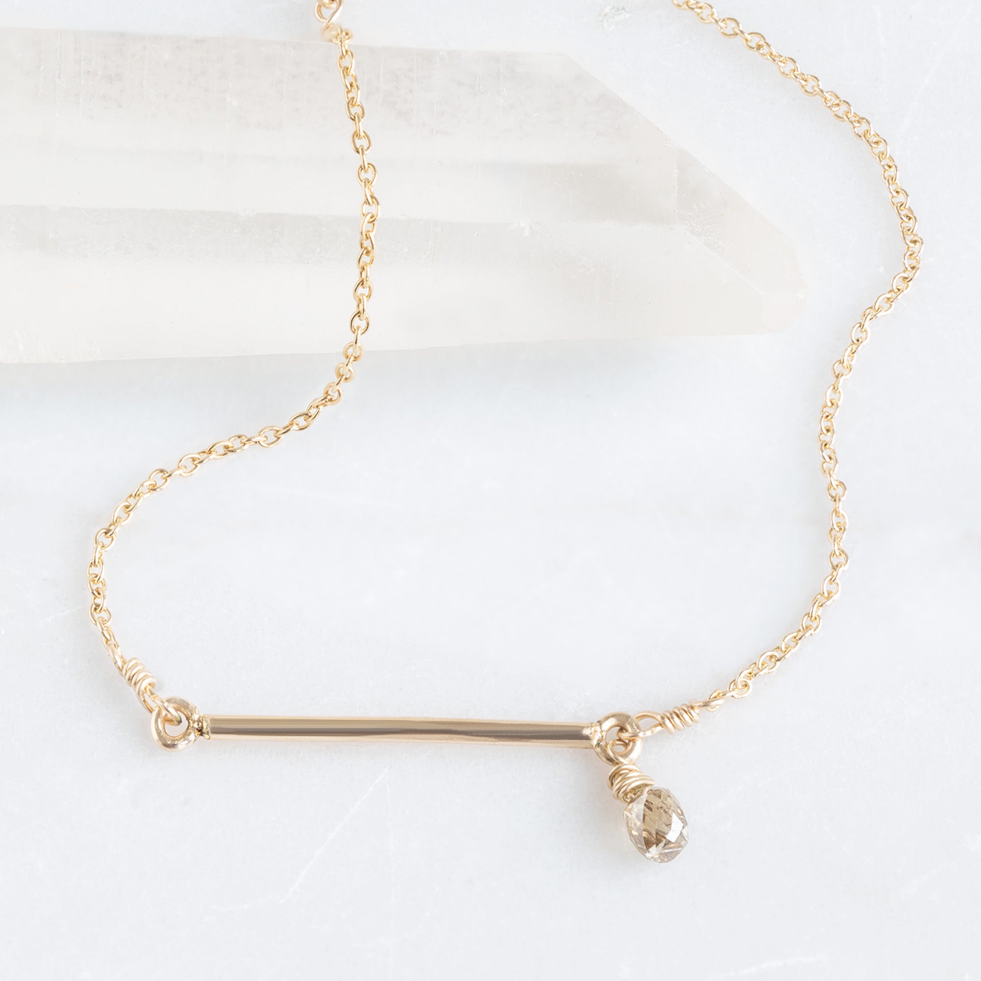 Alexis Russell Bracelets / Anklets The Champagne Diamond Briolette Bar Bracelet | Yellow or Rose Gold