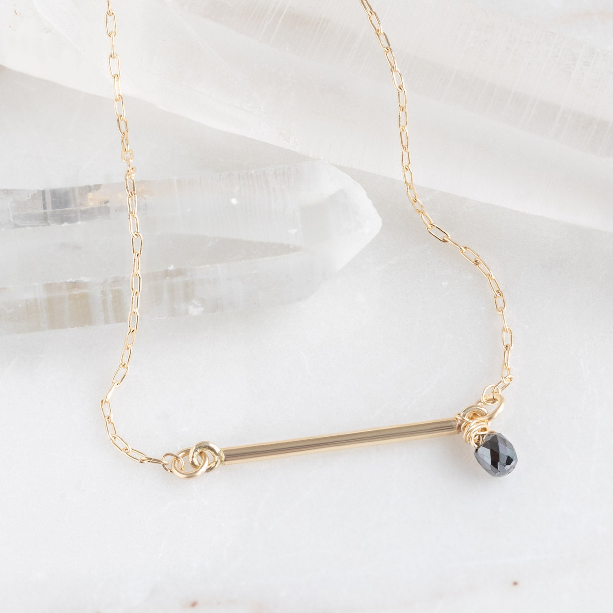 Alexis Russell Bracelets / Anklets The Black Diamond Briolette Bar Bracelet | Yellow or Rose Gold