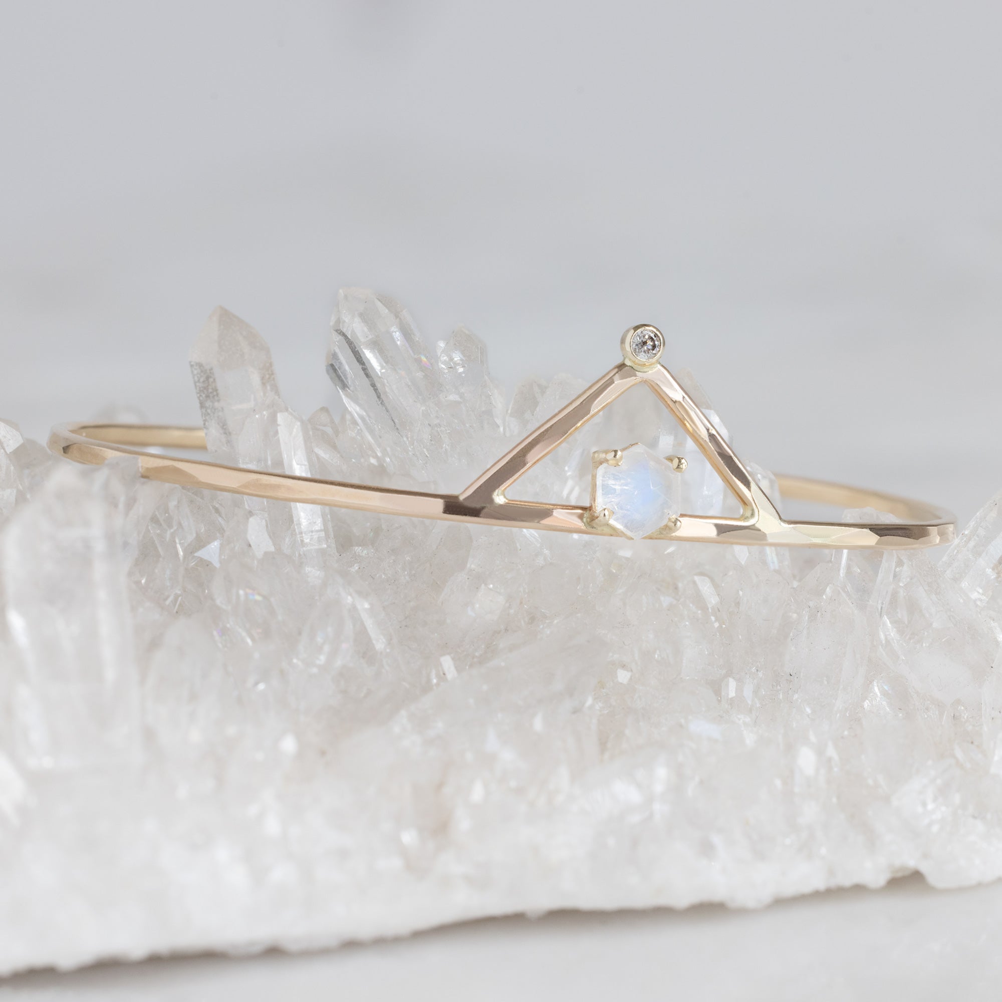 Alexis Russell Bracelets / Anklets The Moonstone + Diamond Crown Bracelet | Yellow, Rose or Sterling Silver