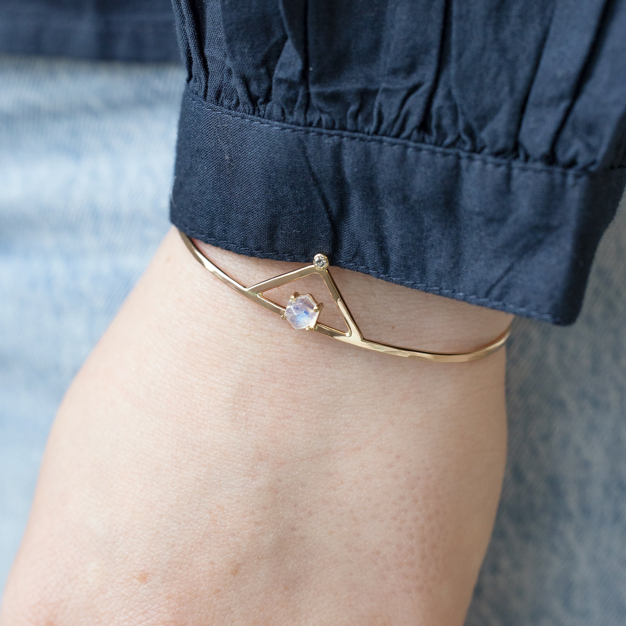 Alexis Russell Bracelets / Anklets The Moonstone + Diamond Crown Bracelet | Yellow, Rose or Sterling Silver