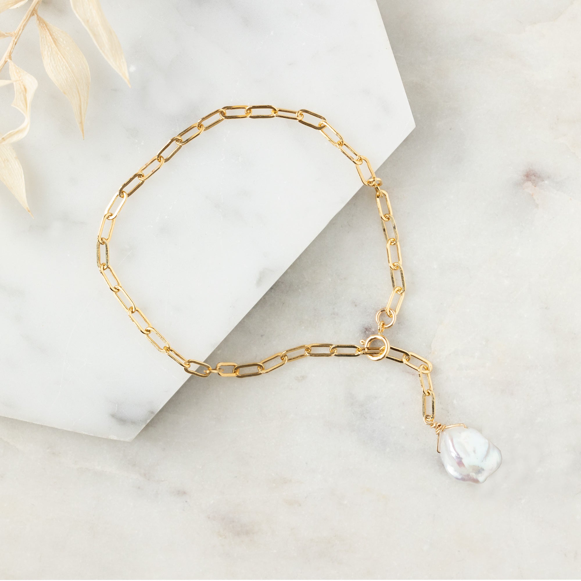 Alexis Russell Bracelets / Anklets The Keshi Pearl Bracelet | Yellow, Rose or Sterling Silver