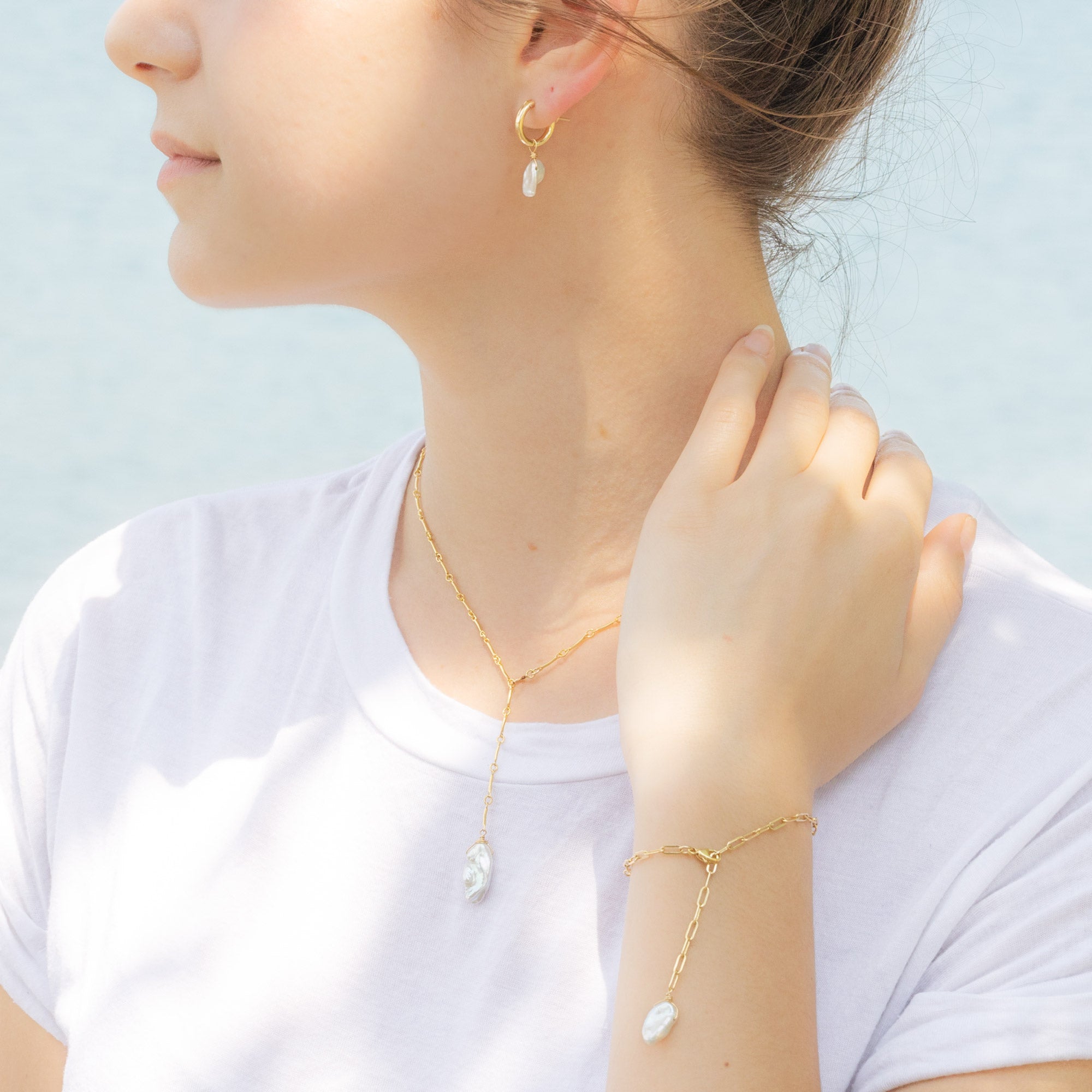 Alexis Russell Bracelets / Anklets The Keshi Pearl Bracelet | Yellow, Rose or Sterling Silver