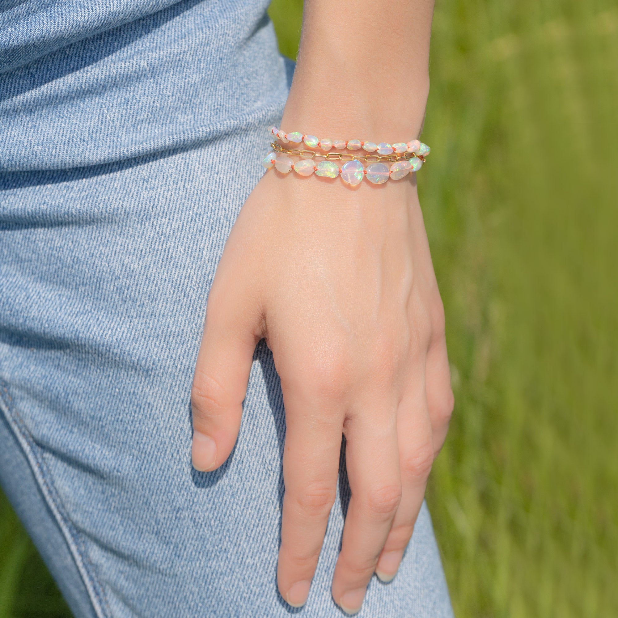 Alexis Russell Bracelets / Anklets The Knotted Opal Bracelet | Yellow Gold