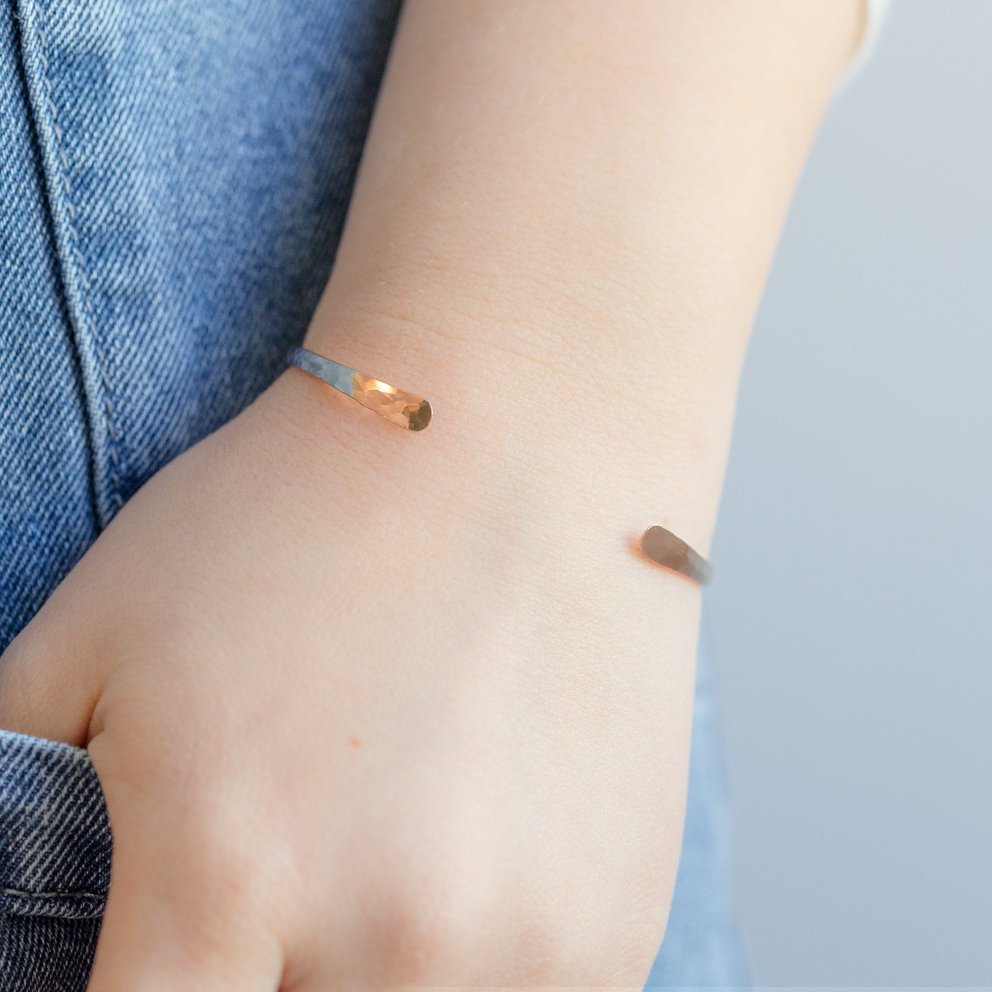 Alexis Russell Bracelets / Anklets The Hammered Open Cuff Bracelet | Yellow, Rose or Sterling Silver