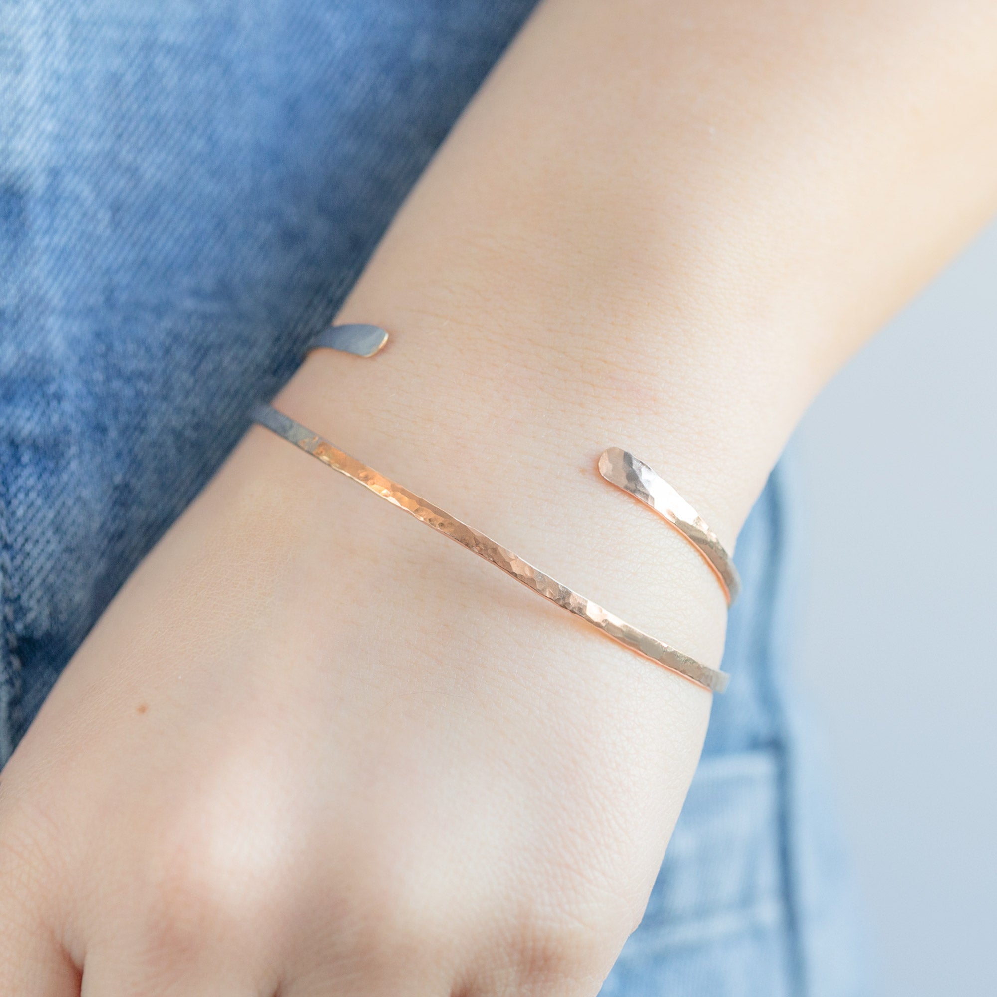 Alexis Russell Bracelets / Anklets The Hammered Open Cuff Bracelet | Yellow, Rose or Sterling Silver