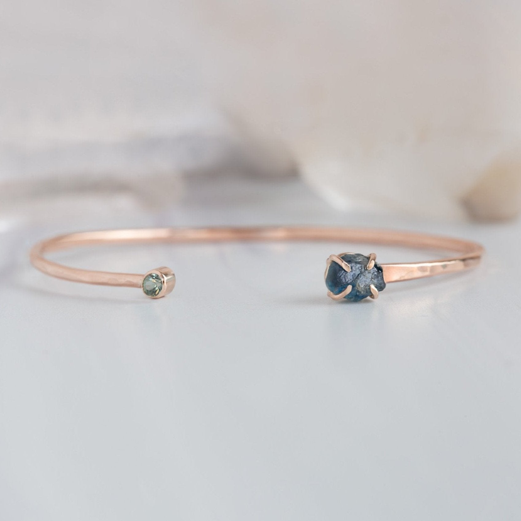 Alexis Russell Bracelets / Anklets The Raw Montana Sapphire Cuff Bracelet | Yellow, Rose or Sterling Silver