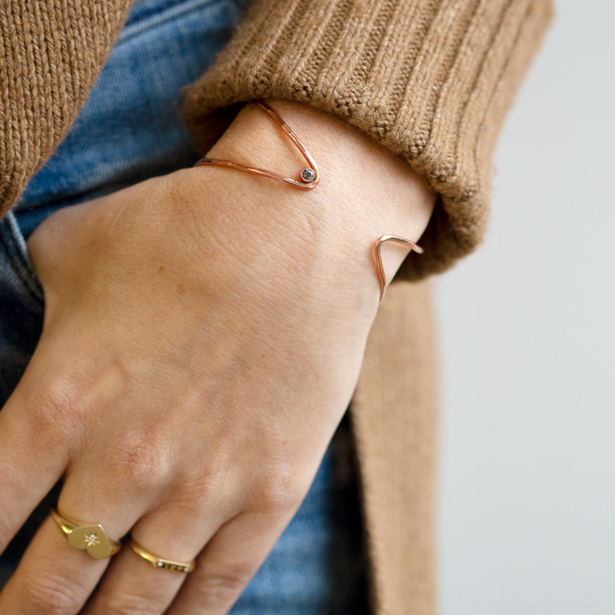 Alexis Russell Bracelets / Anklets The Sapphire Arrow Cuff Bracelet | Yellow, Rose or Sterling Silver
