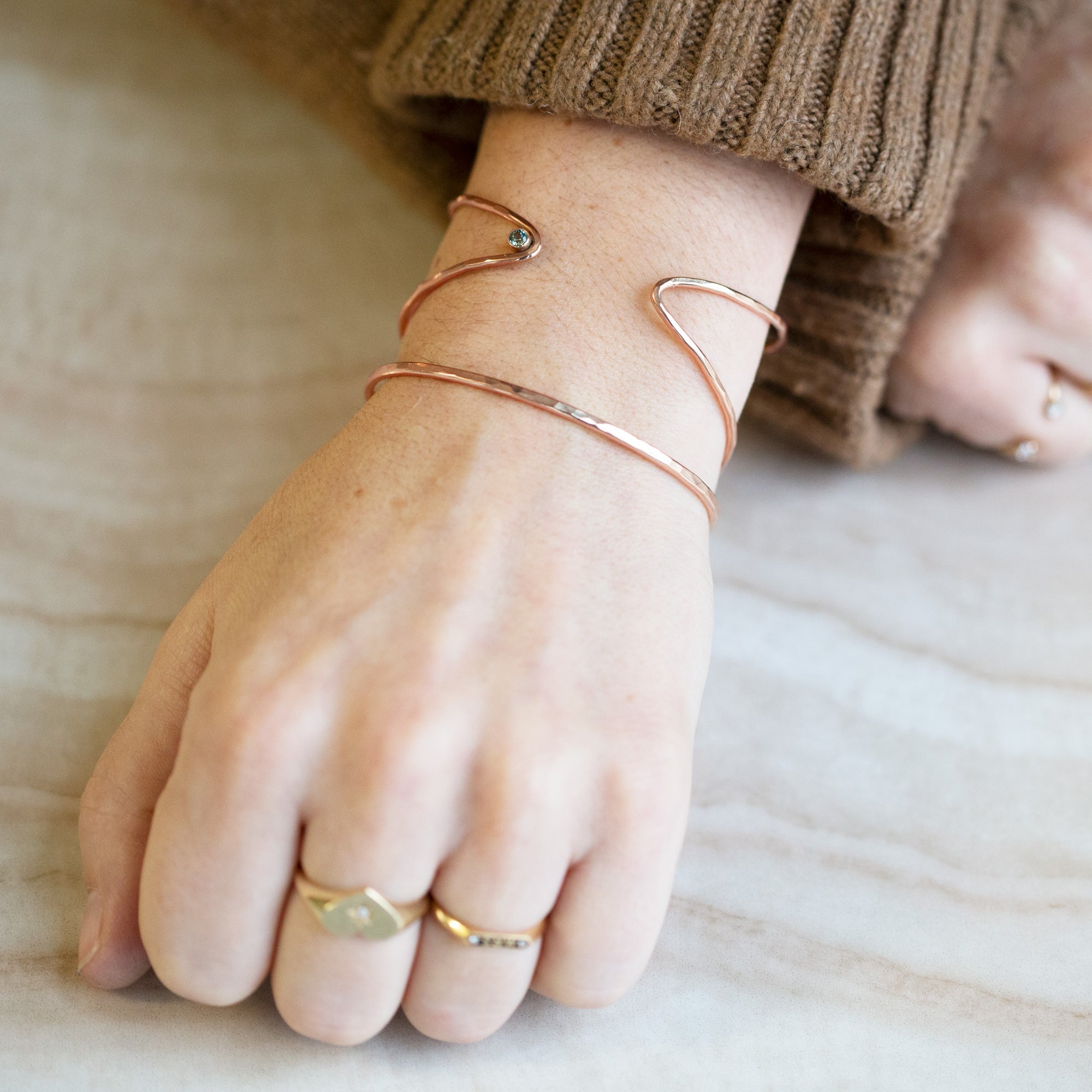 Alexis Russell Bracelets / Anklets The Sapphire Arrow Cuff Bracelet | Yellow, Rose or Sterling Silver