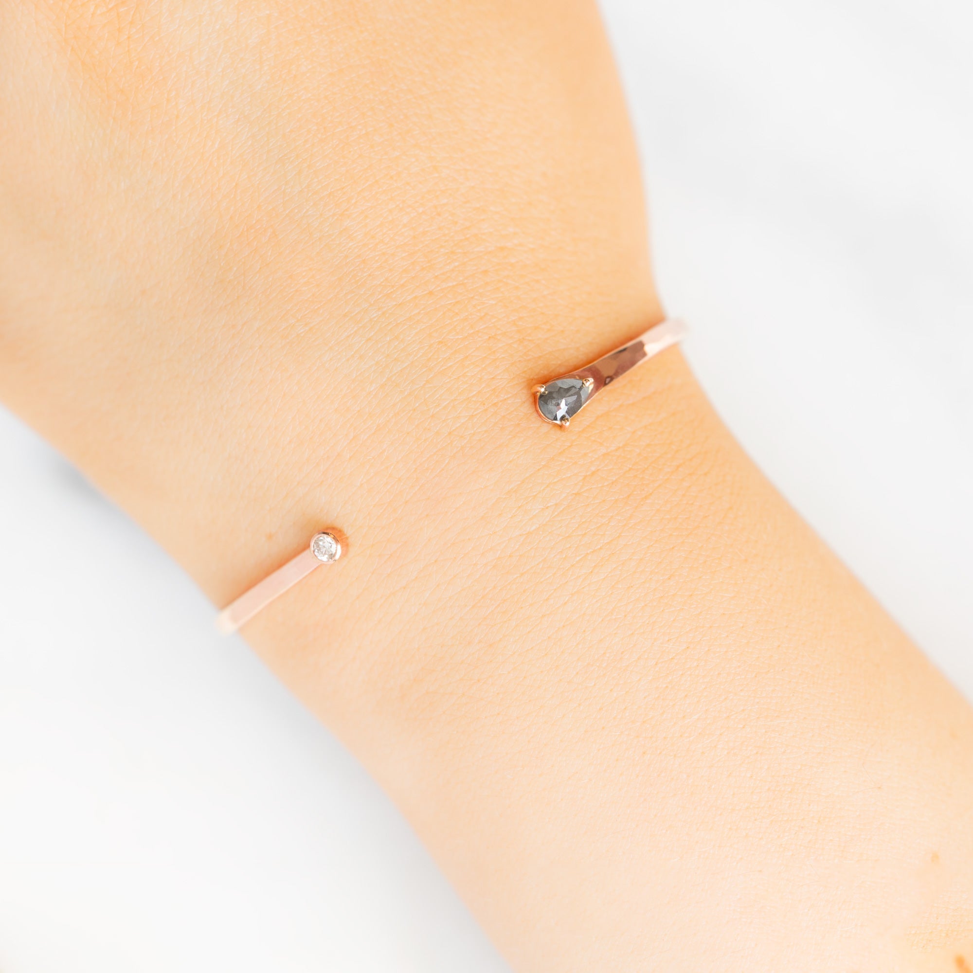 Alexis Russell Bracelets / Anklets The Black + White Diamond Cuff Bracelet | Yellow, Rose or Sterling Silver
