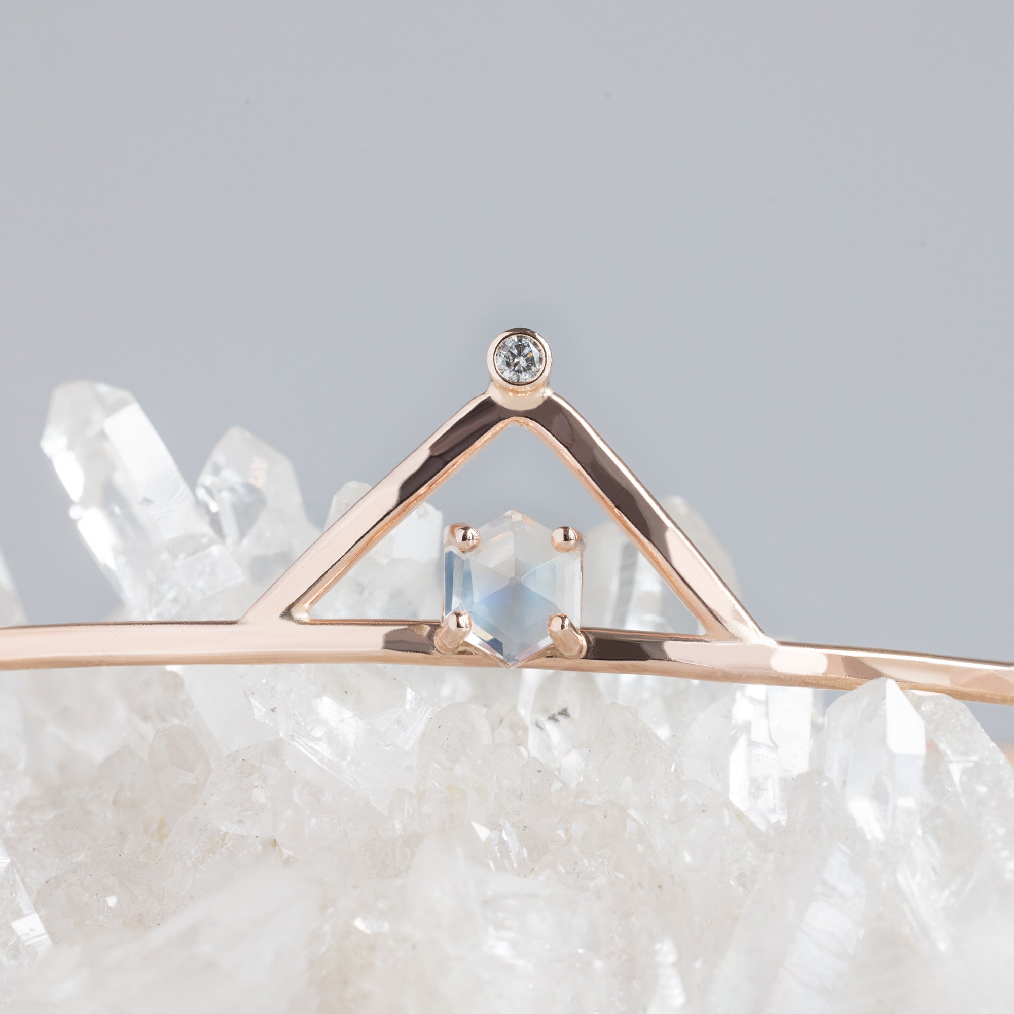 Alexis Russell Bracelets / Anklets The Moonstone + Diamond Crown Bracelet | Yellow, Rose or Sterling Silver