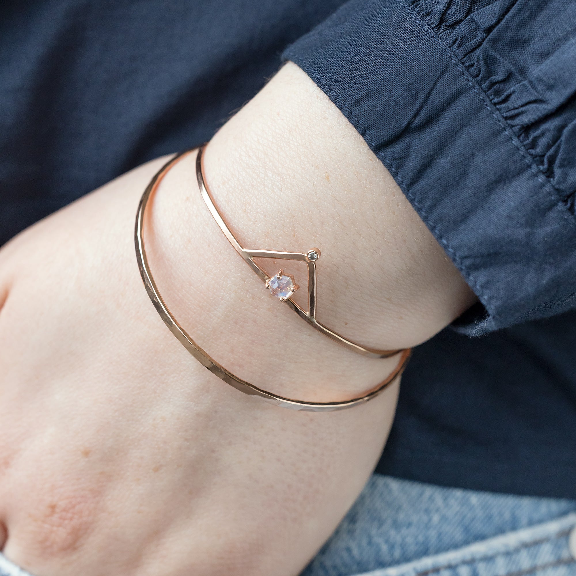 Alexis Russell Bracelets / Anklets The Moonstone + Diamond Crown Bracelet | Yellow, Rose or Sterling Silver