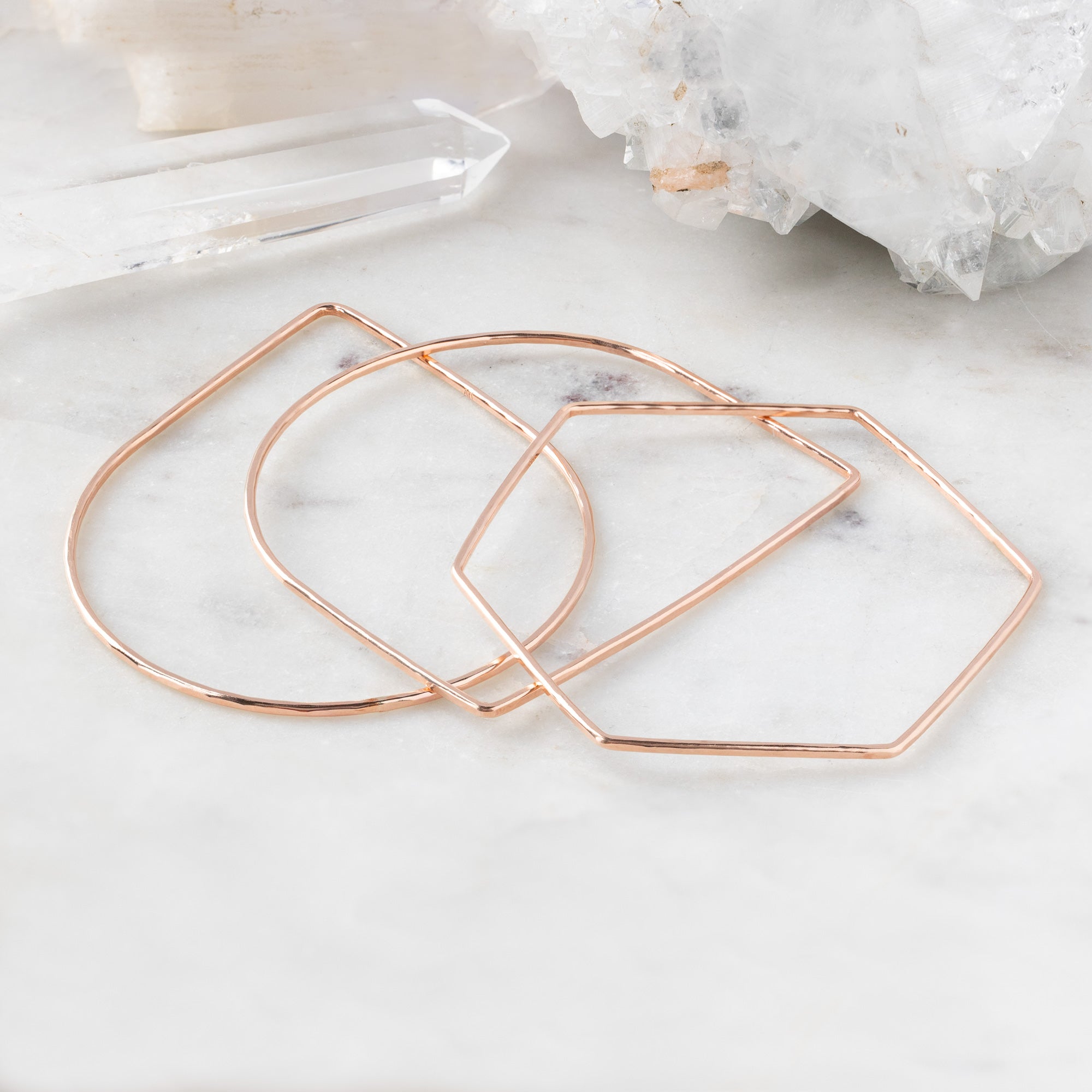 Alexis Russell Bracelets / Anklets The Geometric Stacking Bangle Set | Rose Gold Filled
