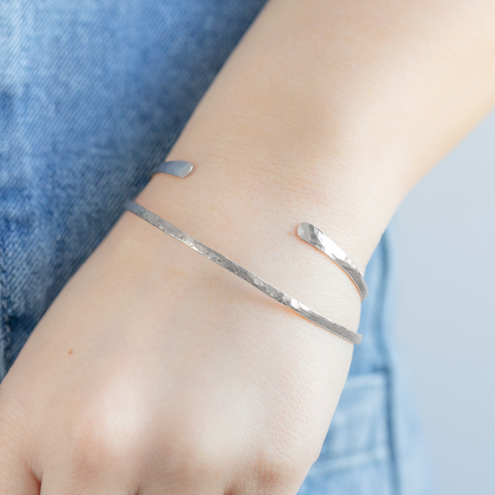 Alexis Russell Bracelets / Anklets The Hammered Open Cuff Bracelet | Yellow, Rose or Sterling Silver