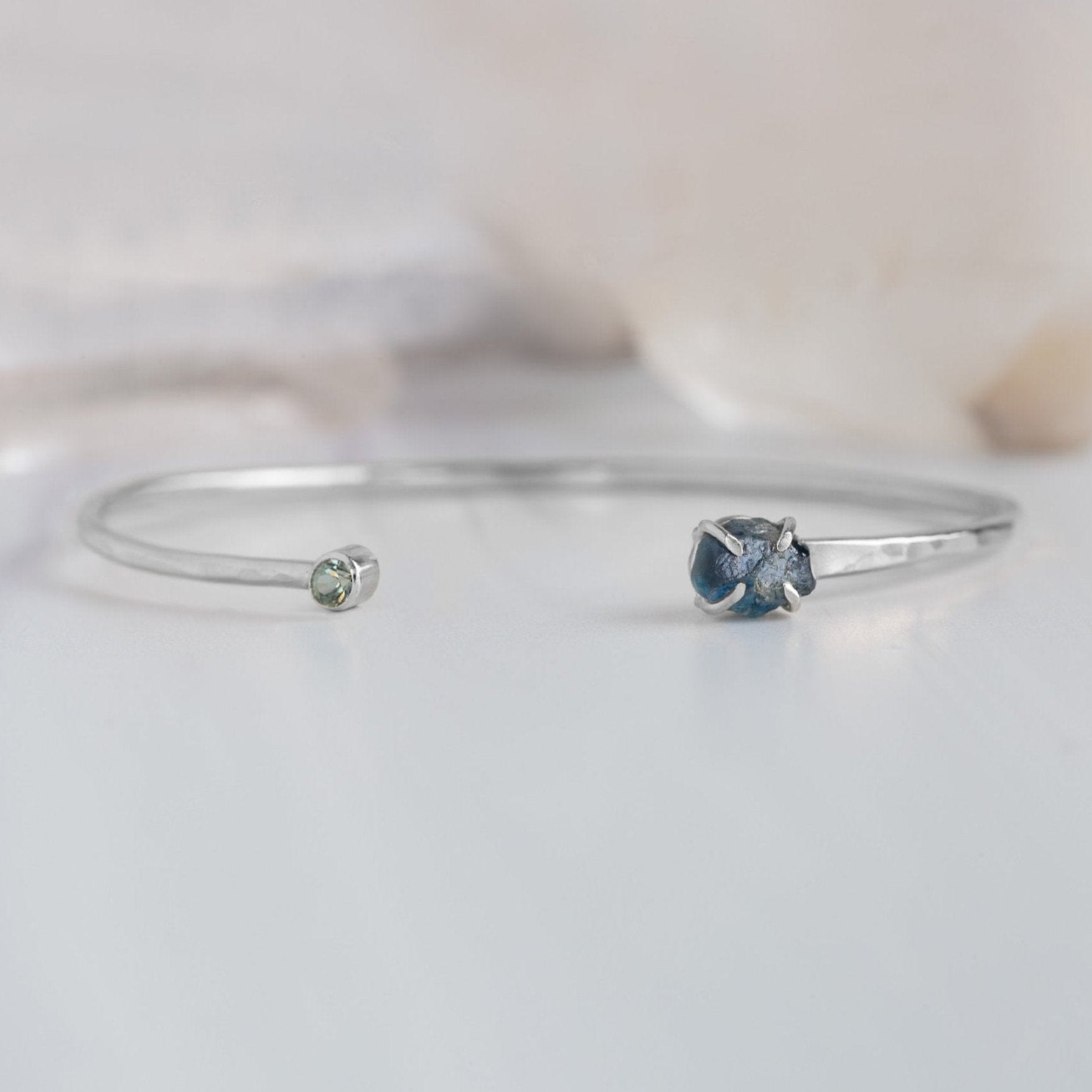 Alexis Russell Bracelets / Anklets The Raw Montana Sapphire Cuff Bracelet | Yellow, Rose or Sterling Silver