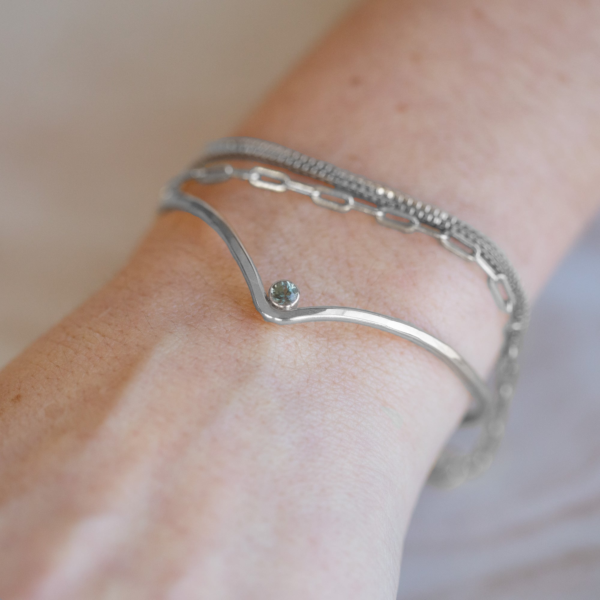 Alexis Russell Bracelets / Anklets The Montana Sapphire Peak Cuff Bracelet | Sterling Silver