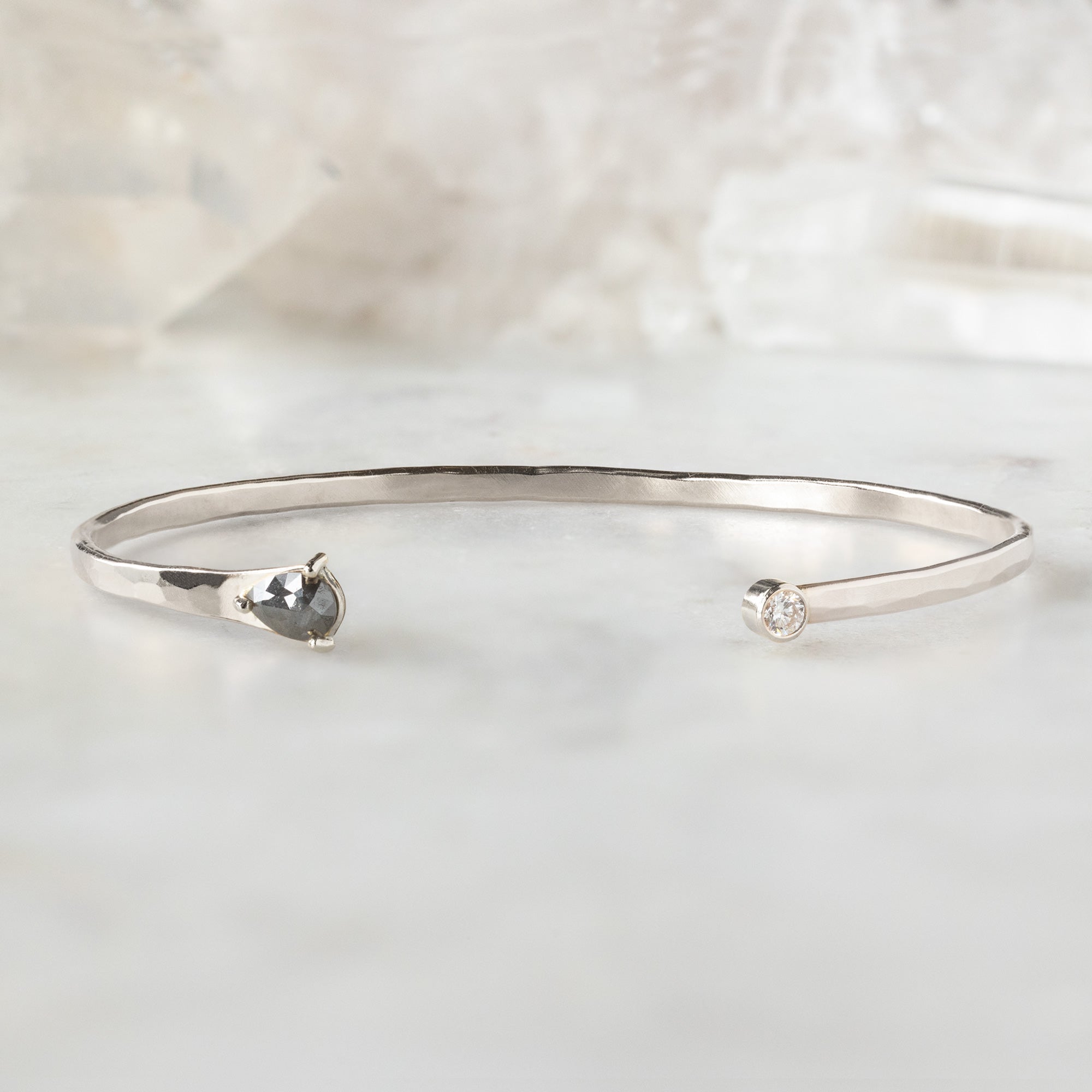 Alexis Russell Bracelets / Anklets The Black + White Diamond Cuff Bracelet | Sterling Silver