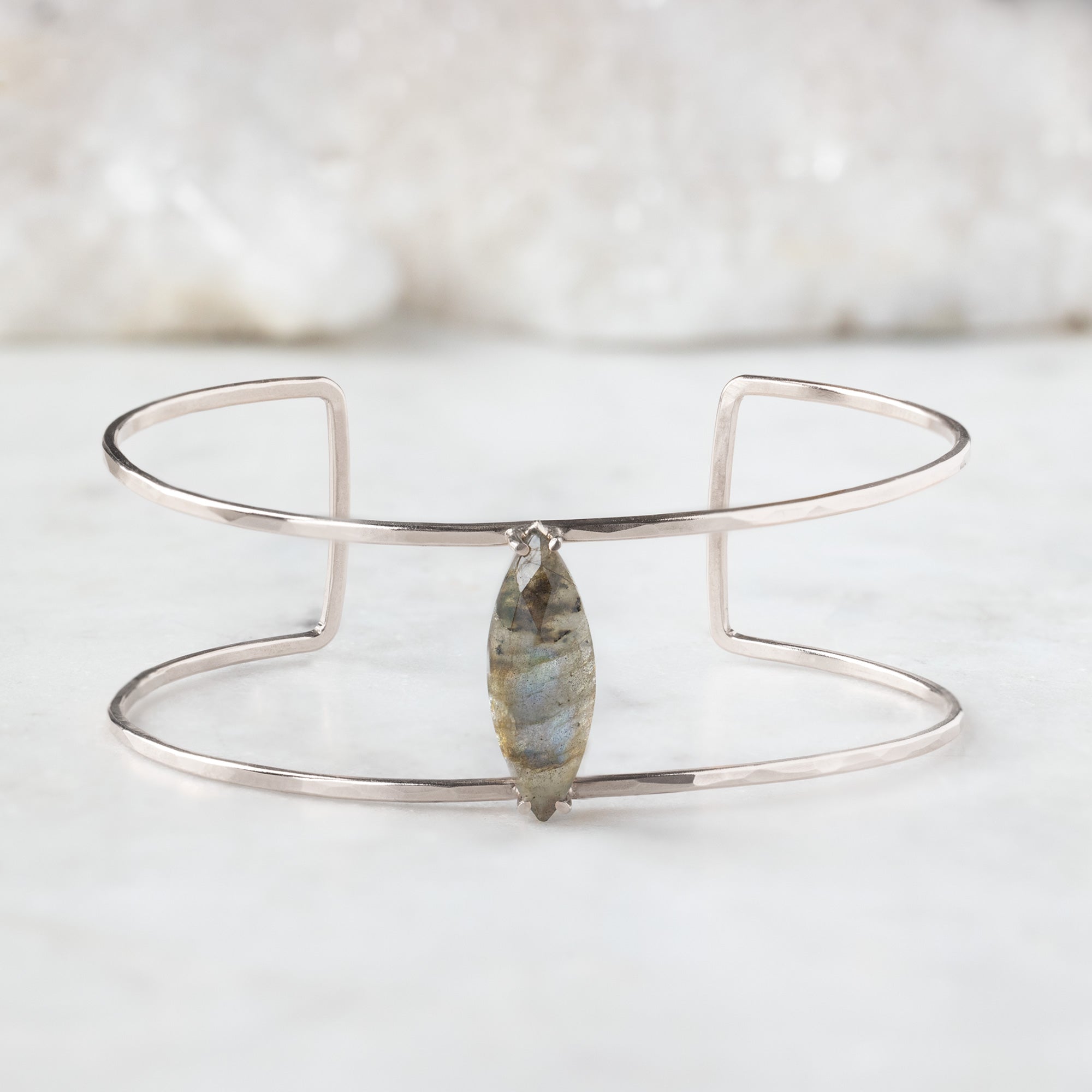 Alexis Russell Bracelets / Anklets The Labradorite Cage Cuff Bracelet | Sterling Silver