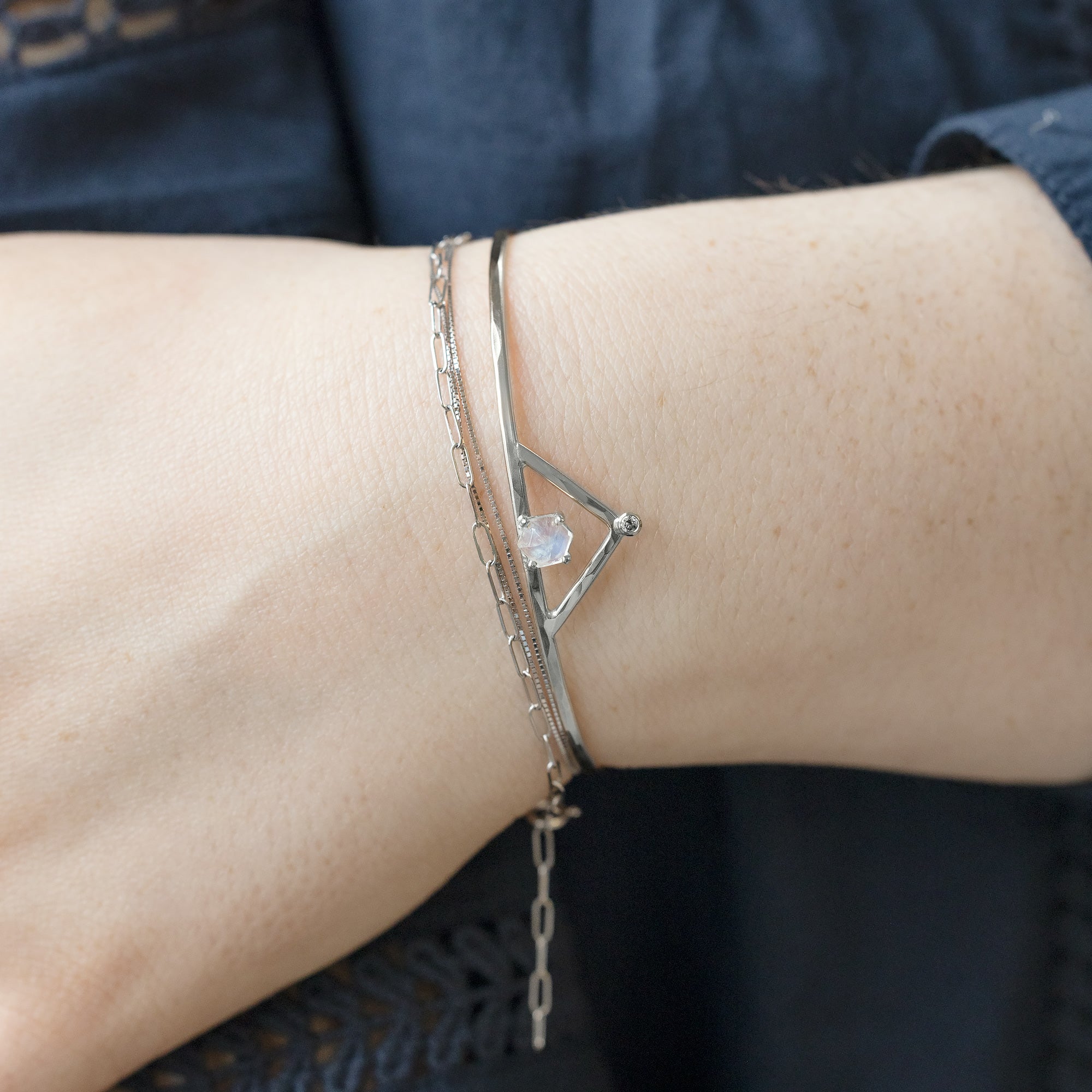 Alexis Russell Bracelets / Anklets The Moonstone + Diamond Crown Bracelet | Yellow, Rose or Sterling Silver