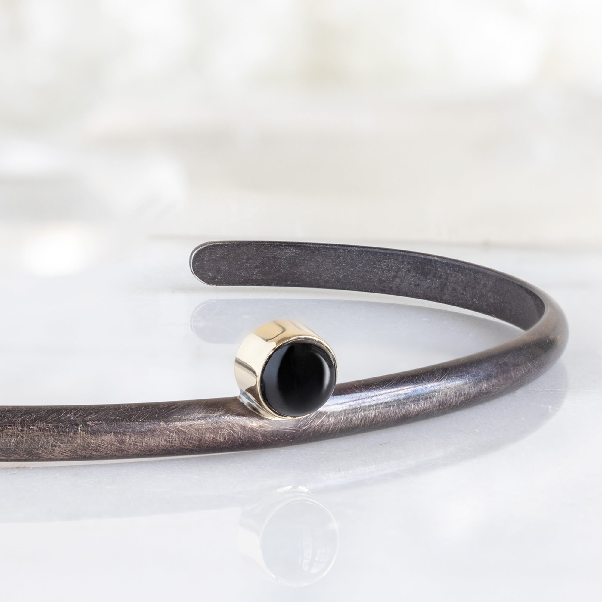 Alexis Russell Bracelets / Anklets The Onyx Cuff Bracelet | Oxidized Sterling Silver