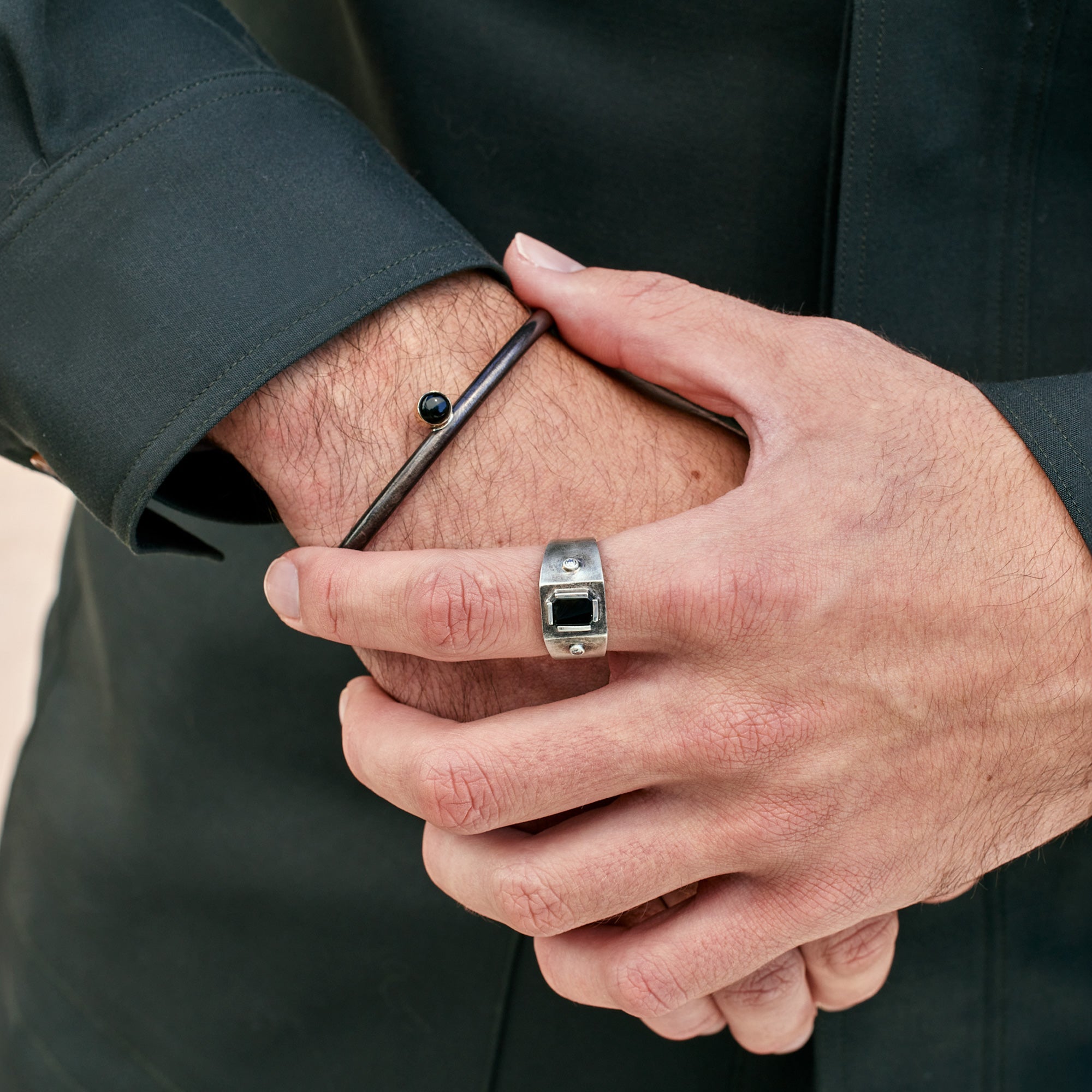 Alexis Russell Bracelets / Anklets The Onyx Cuff Bracelet | Oxidized Sterling Silver