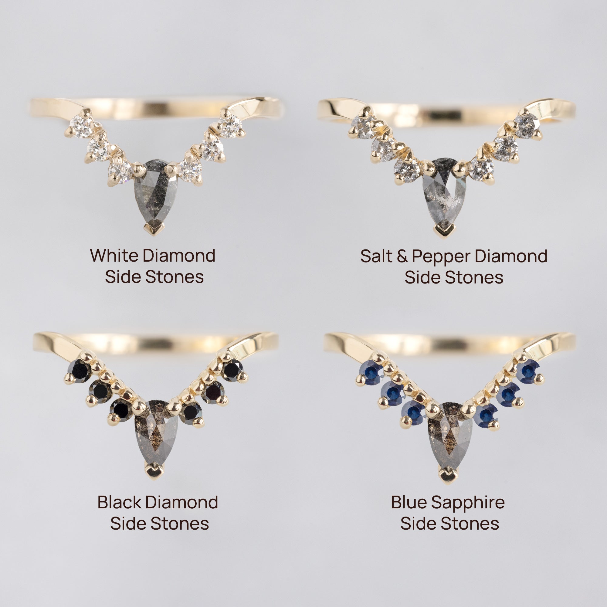 Alexis Russell Wedding Bands Black Diamond Sunburst Stacking Band | Choose Your Side Stones