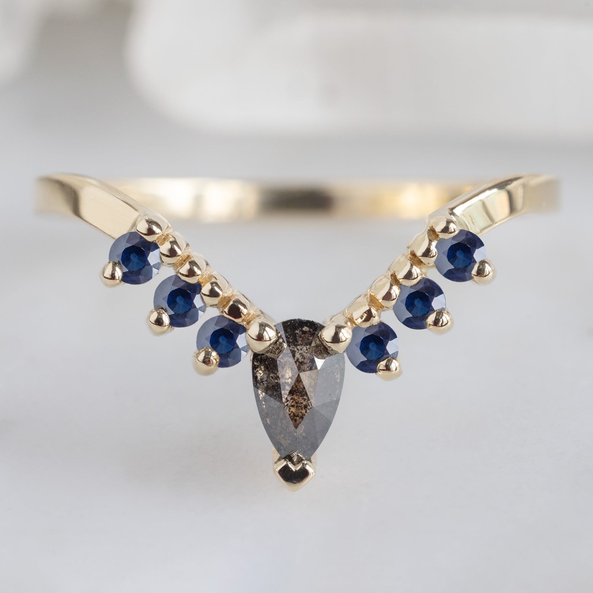 Alexis Russell Wedding Bands Black Diamond Sunburst Stacking Band | Choose Your Side Stones
