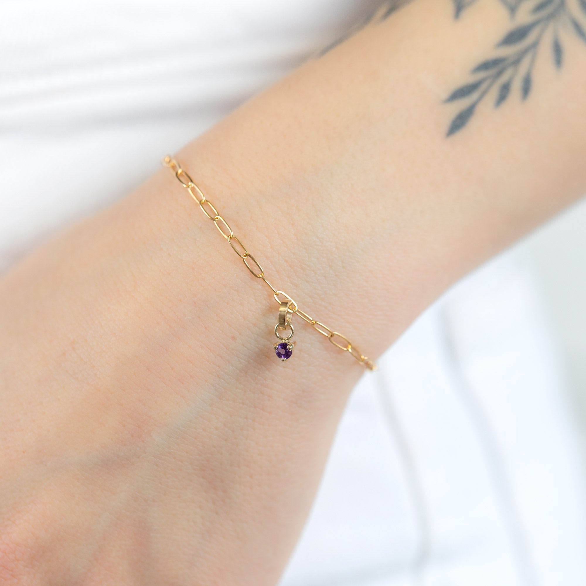 Alexis Russell Charms The Amethyst Birthstone Charm | Yellow Gold