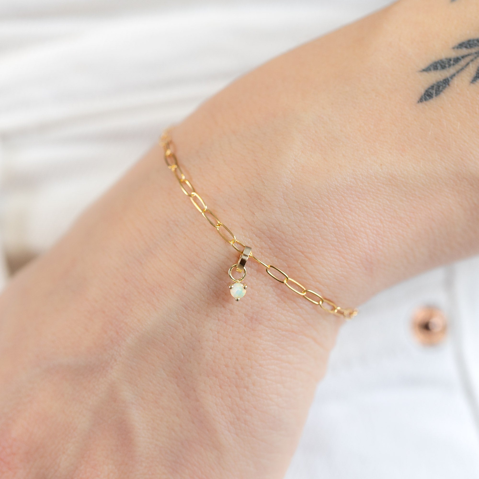 Alexis Russell Charms The Opal Birthstone Charm | Yellow Gold