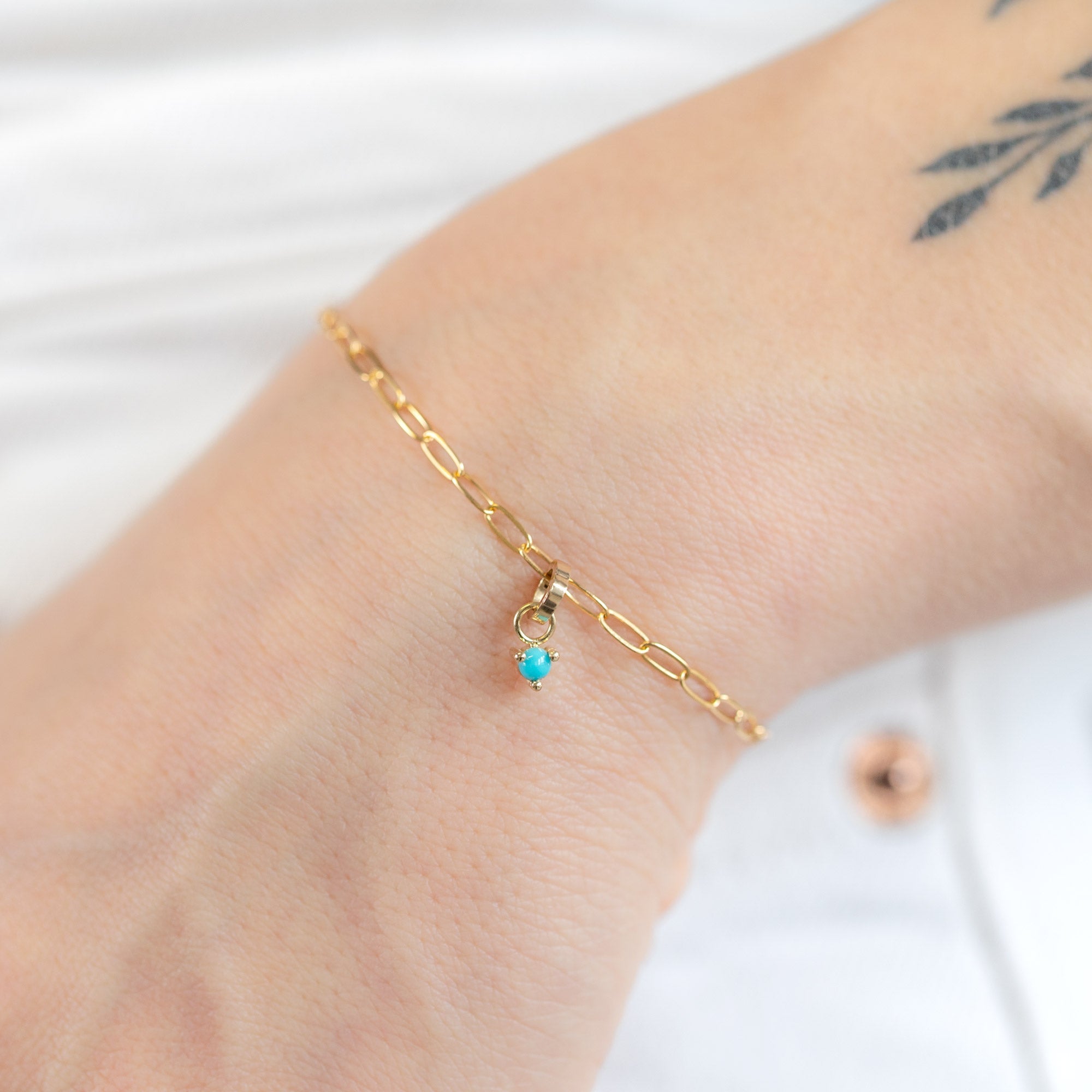Alexis Russell Charms The Turquoise Birthstone Charm | Yellow Gold
