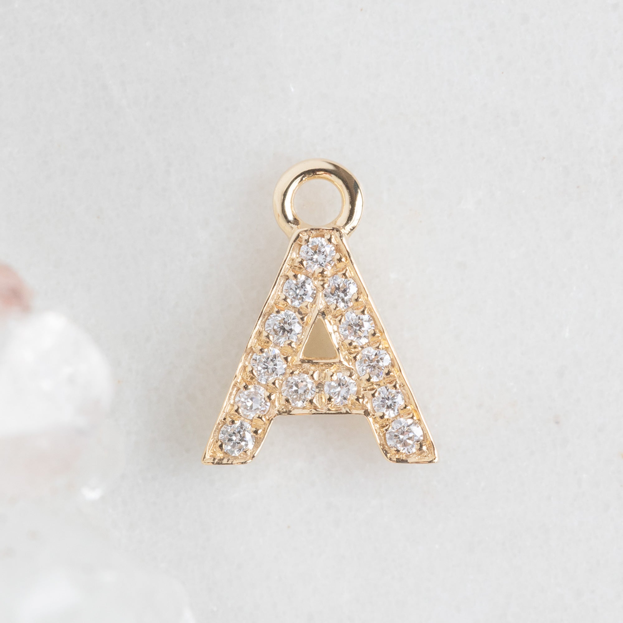 Alexis Russell Necklaces The White Diamond Pavé Letter Charm | Yellow, Rose or White Gold
