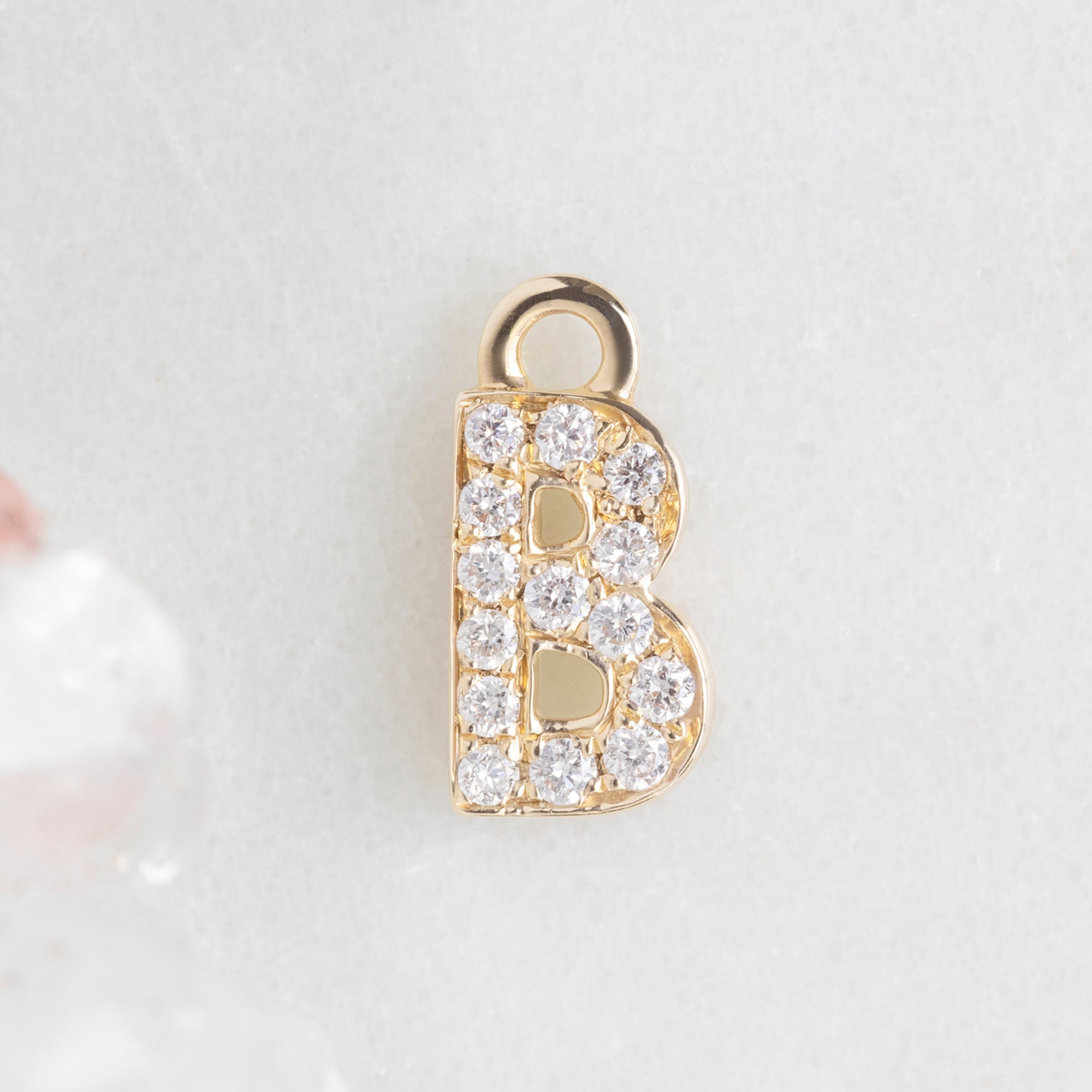 Alexis Russell Necklaces The White Diamond Pavé Letter Charm | Yellow, Rose or White Gold