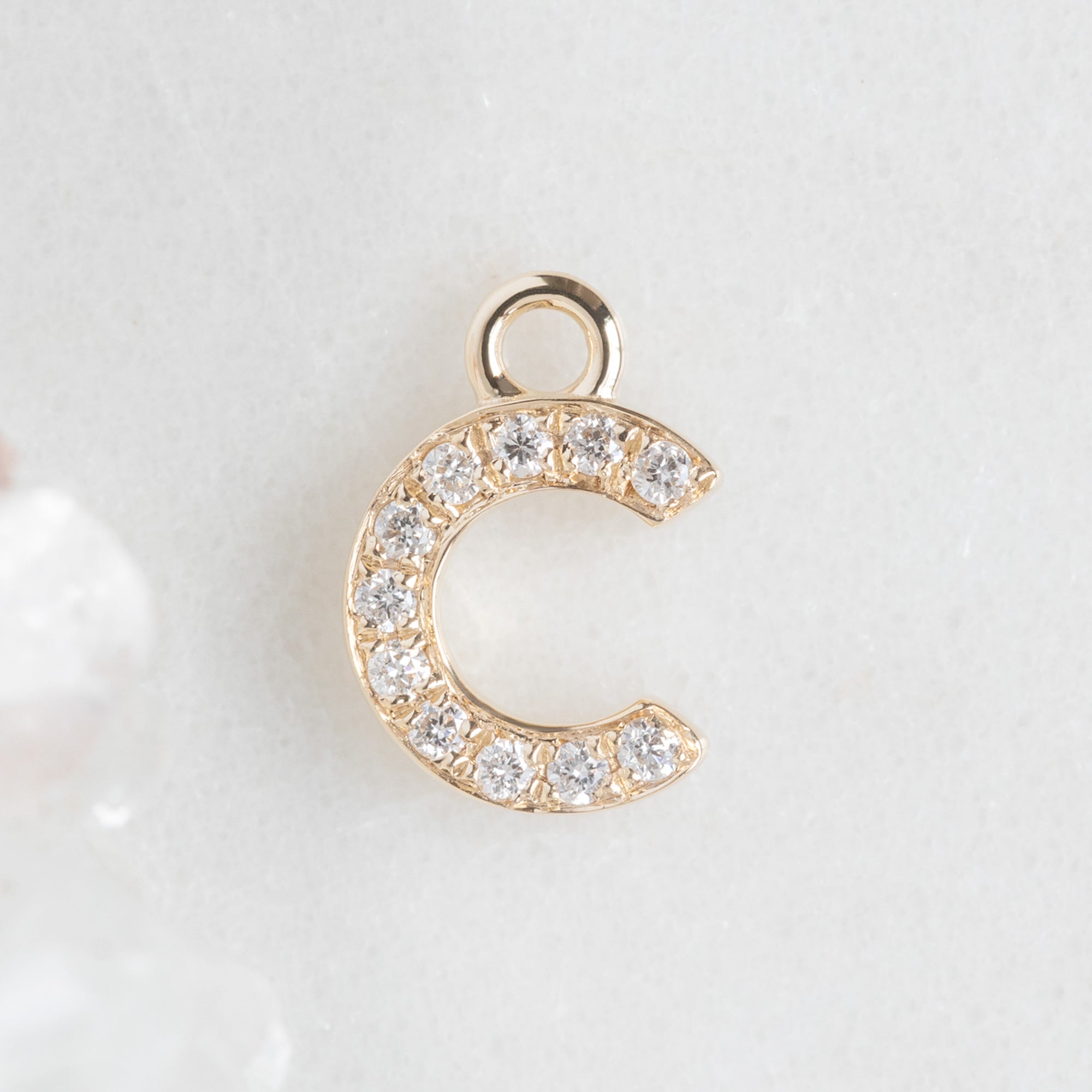 Alexis Russell Necklaces The White Diamond Pavé Letter Charm | Yellow, Rose or White Gold
