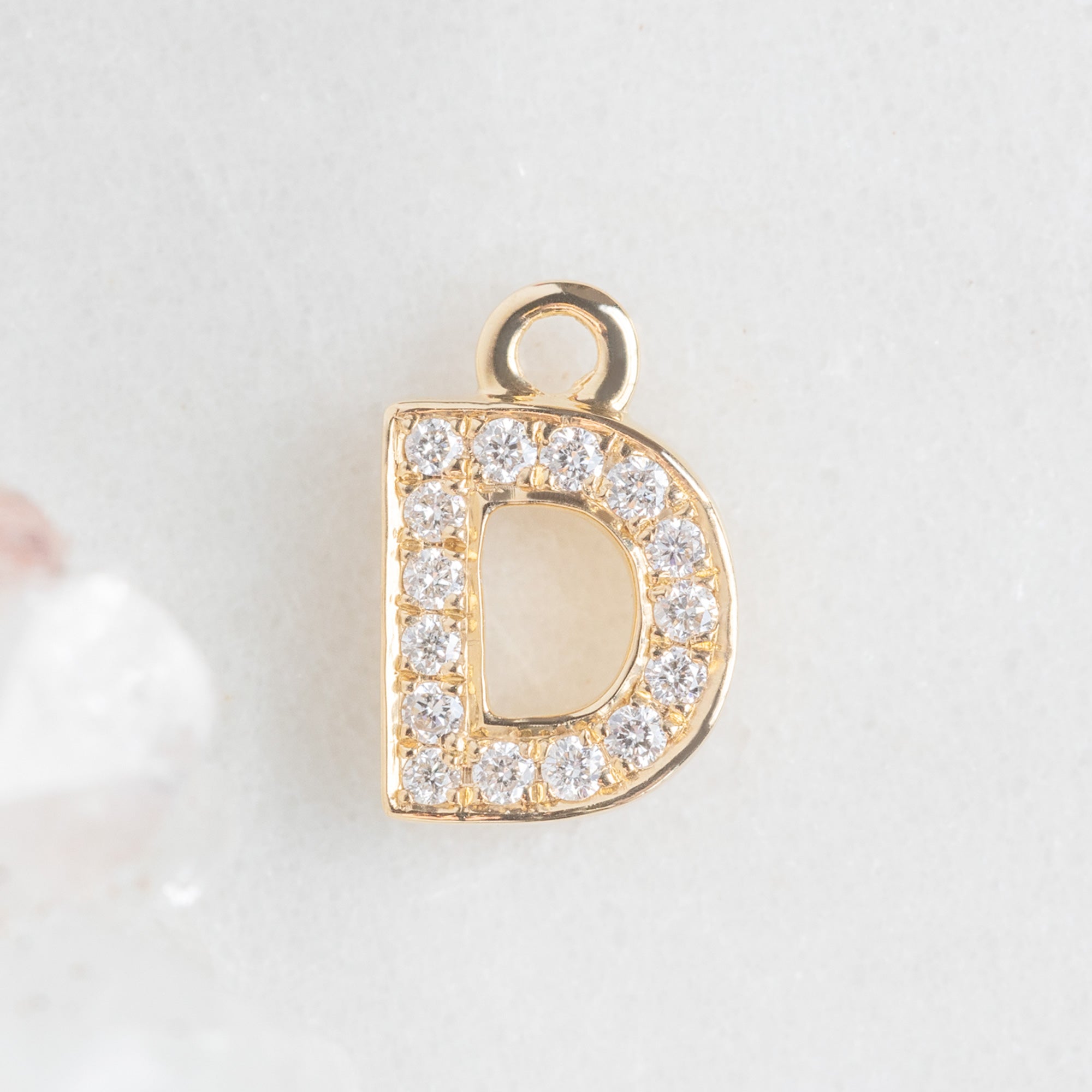 Alexis Russell Necklaces The White Diamond Pavé Letter Charm | Yellow, Rose or White Gold