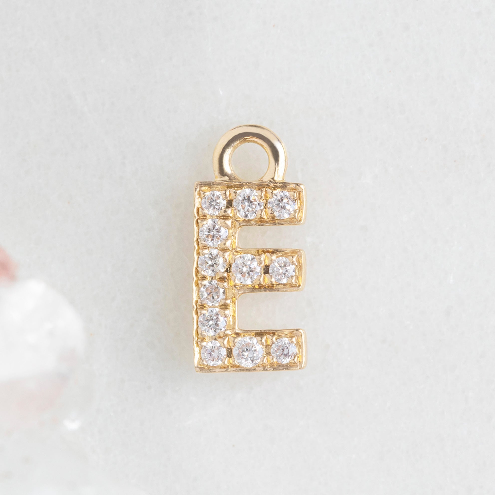 Alexis Russell Necklaces The White Diamond Pavé Letter Charm | Yellow, Rose or White Gold