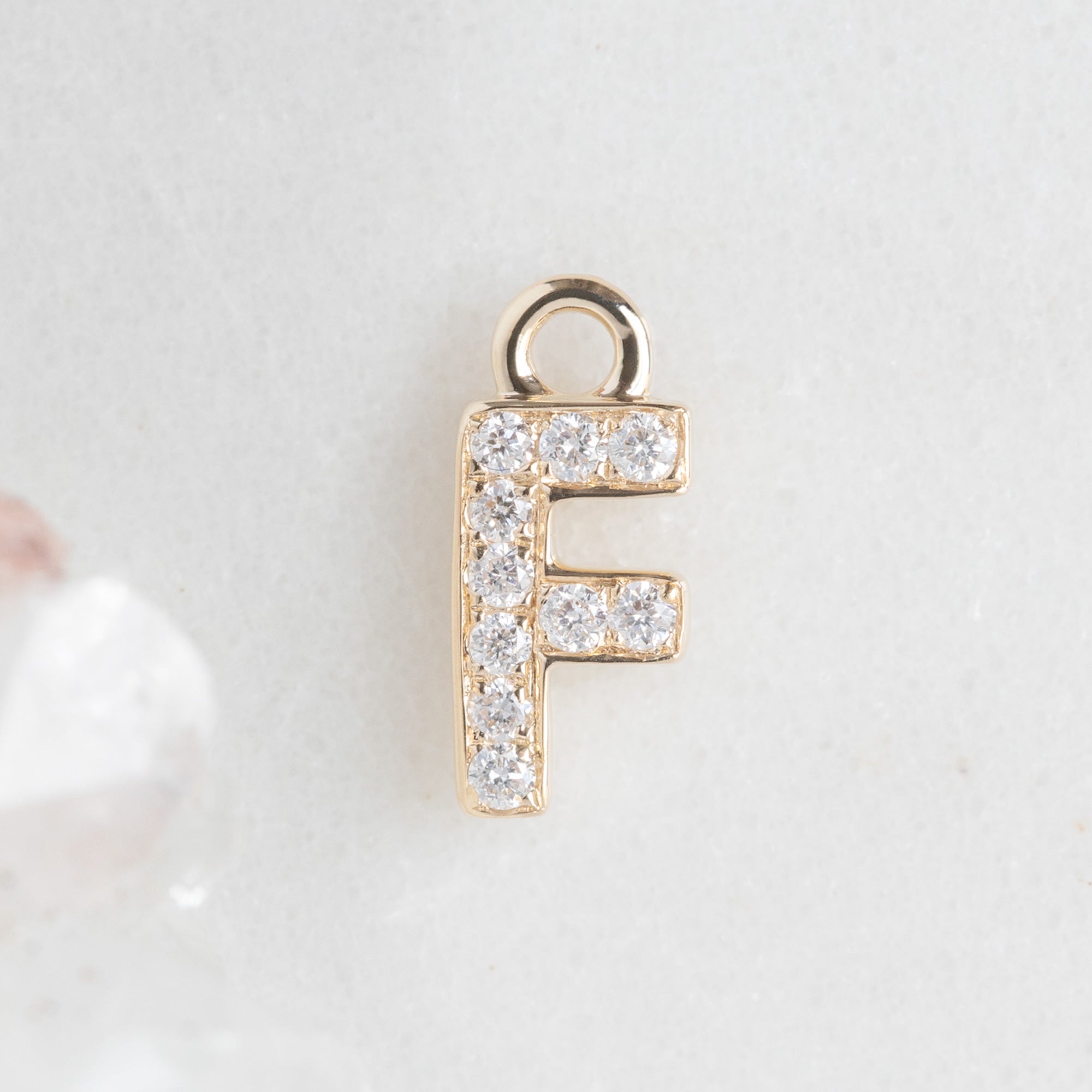 Alexis Russell Necklaces The White Diamond Pavé Letter Charm | Yellow, Rose or White Gold