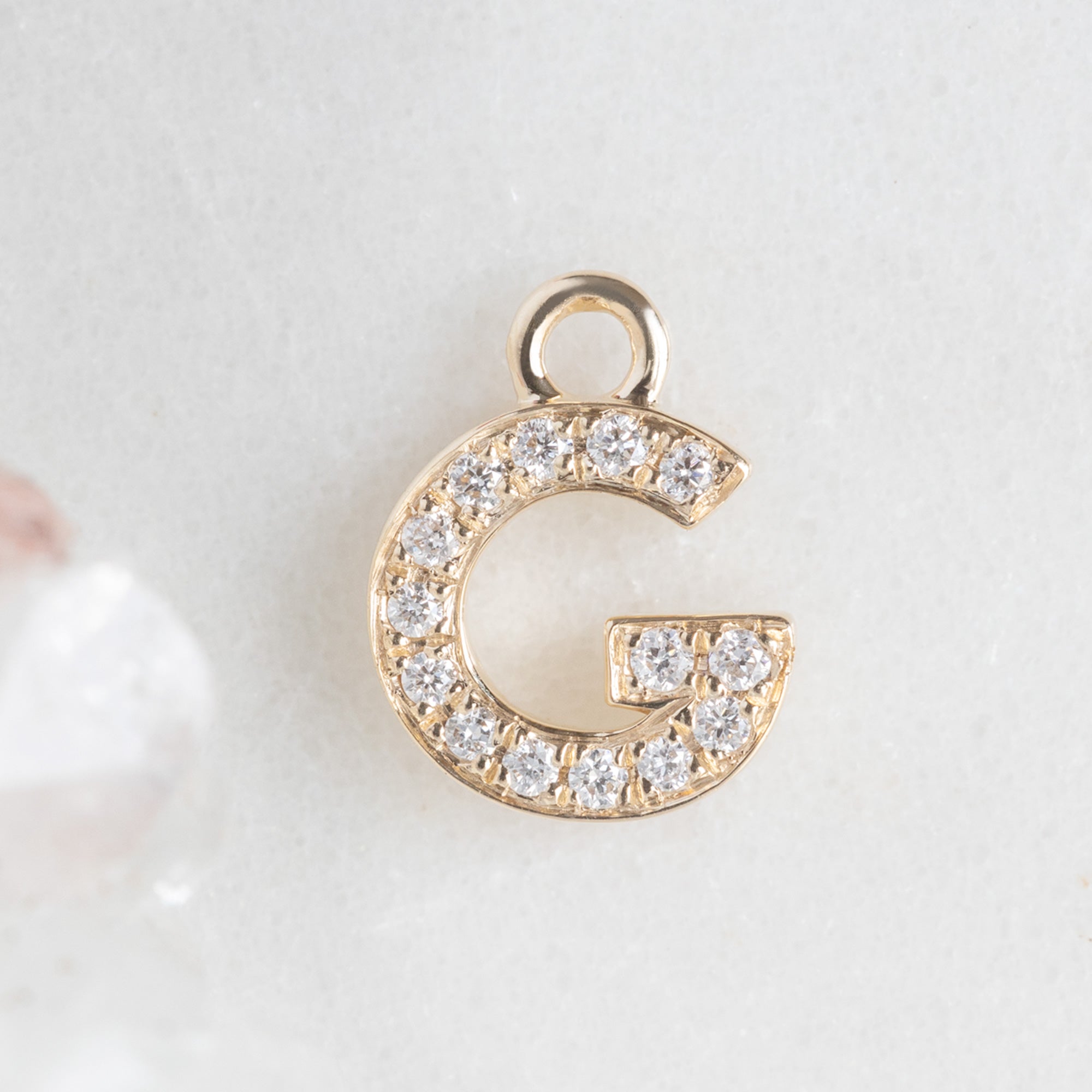 Alexis Russell Necklaces The White Diamond Pavé Letter Charm | Yellow, Rose or White Gold