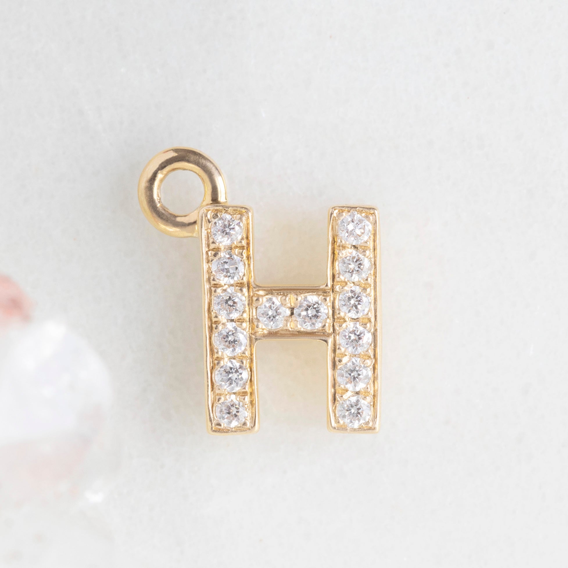 Alexis Russell Necklaces The White Diamond Pavé Letter Charm | Yellow, Rose or White Gold