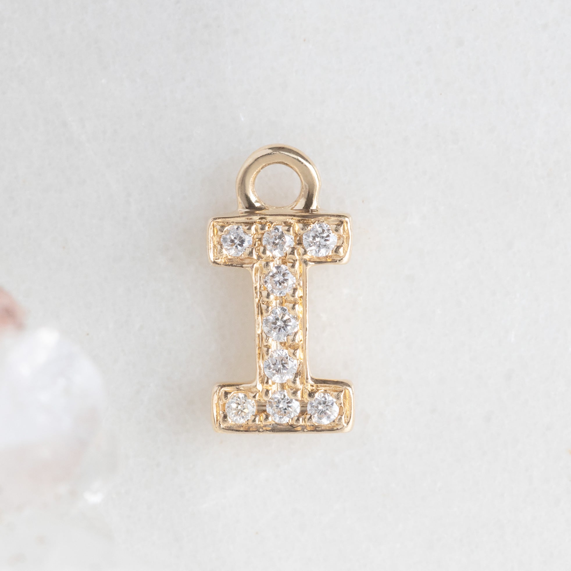 Alexis Russell Necklaces The White Diamond Pavé Letter Charm | Yellow, Rose or White Gold