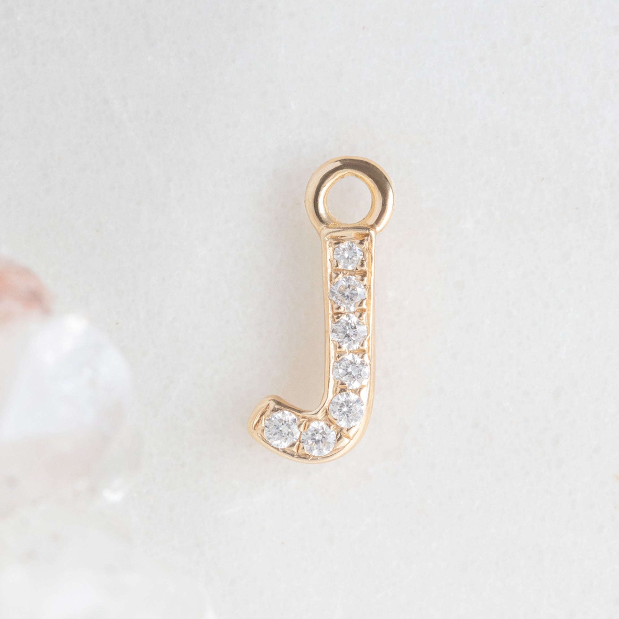 Alexis Russell Necklaces The White Diamond Pavé Letter Charm | Yellow, Rose or White Gold