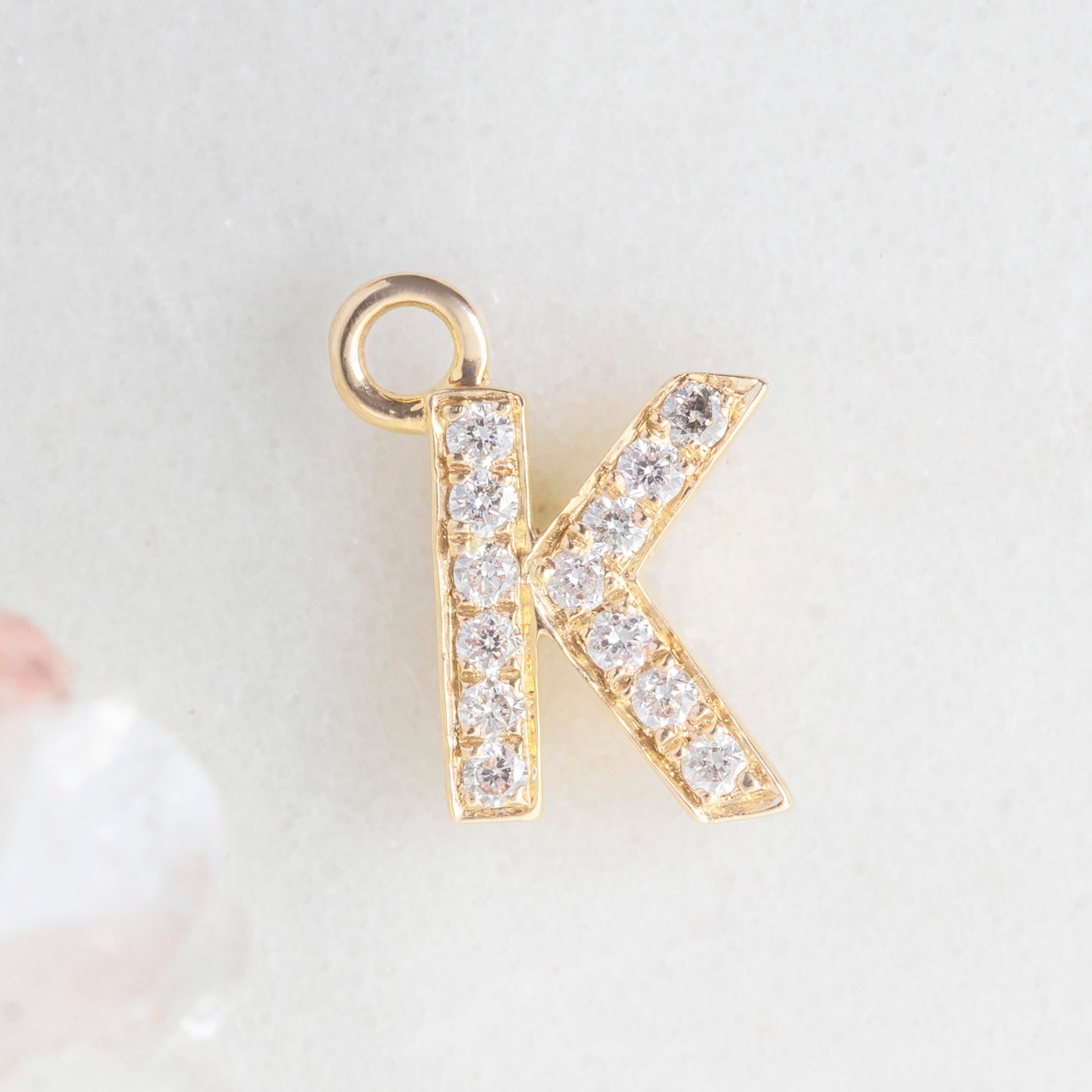 Alexis Russell Necklaces The White Diamond Pavé Letter Charm | Yellow, Rose or White Gold