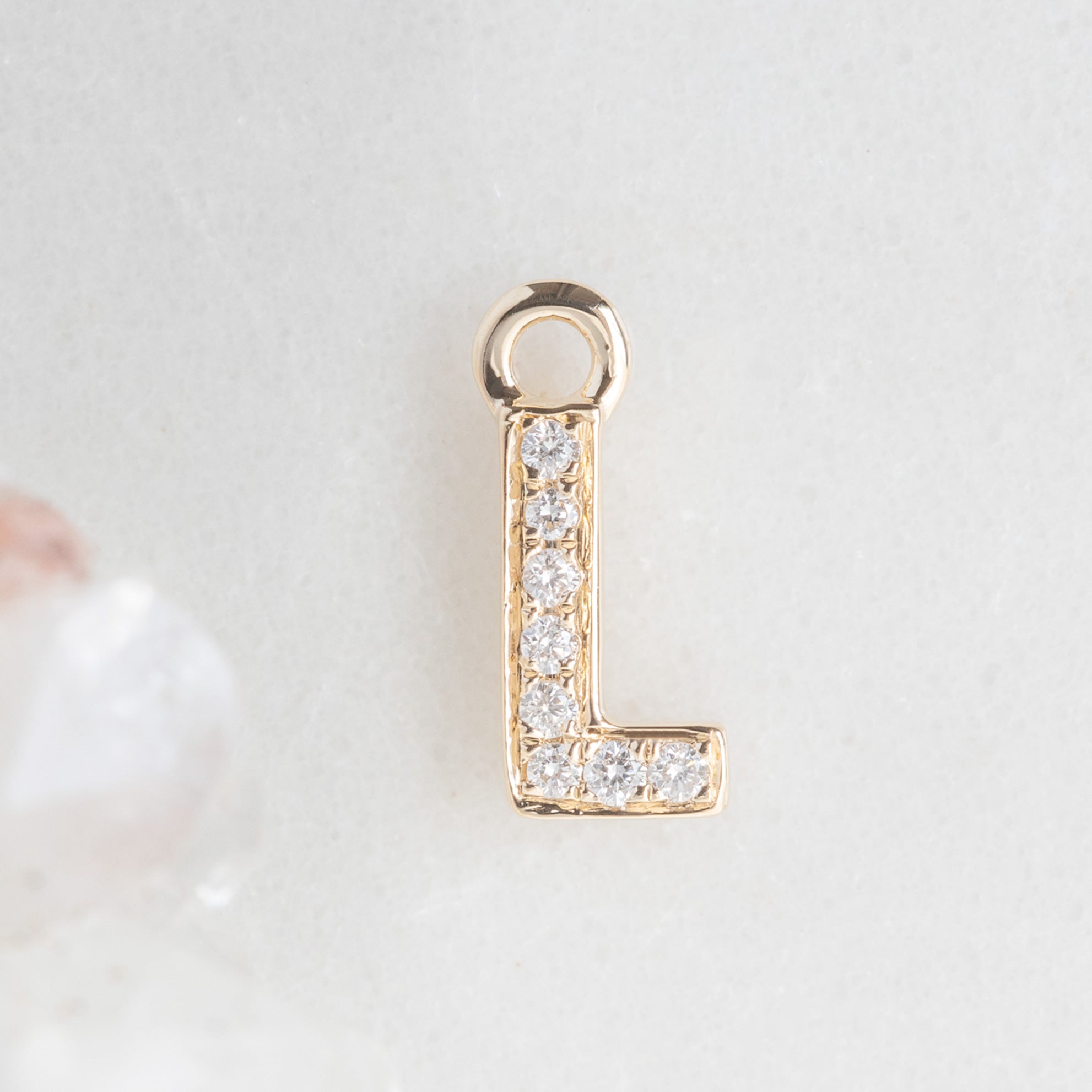Alexis Russell Necklaces The White Diamond Pavé Letter Charm | Yellow, Rose or White Gold