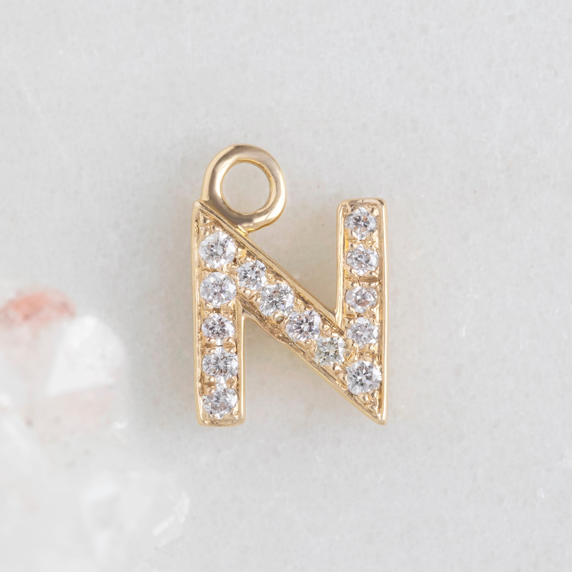 Alexis Russell Necklaces The White Diamond Pavé Letter Charm | Yellow, Rose or White Gold