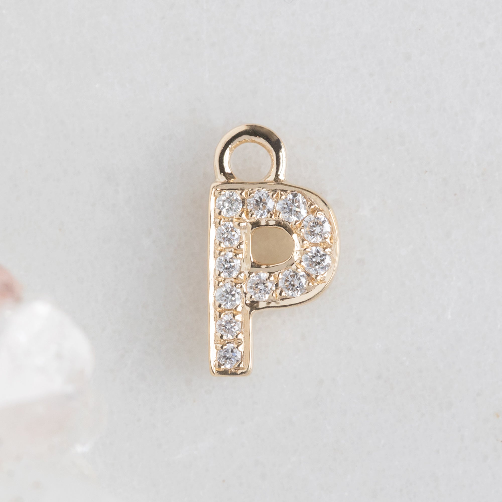 Alexis Russell Necklaces The White Diamond Pavé Letter Charm | Yellow, Rose or White Gold