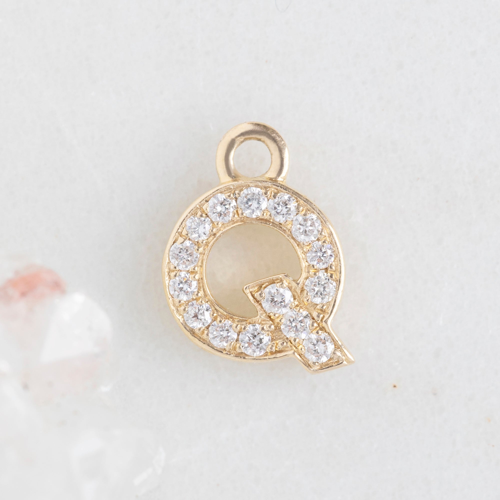 Alexis Russell Necklaces The White Diamond Pavé Letter Charm | Yellow, Rose or White Gold