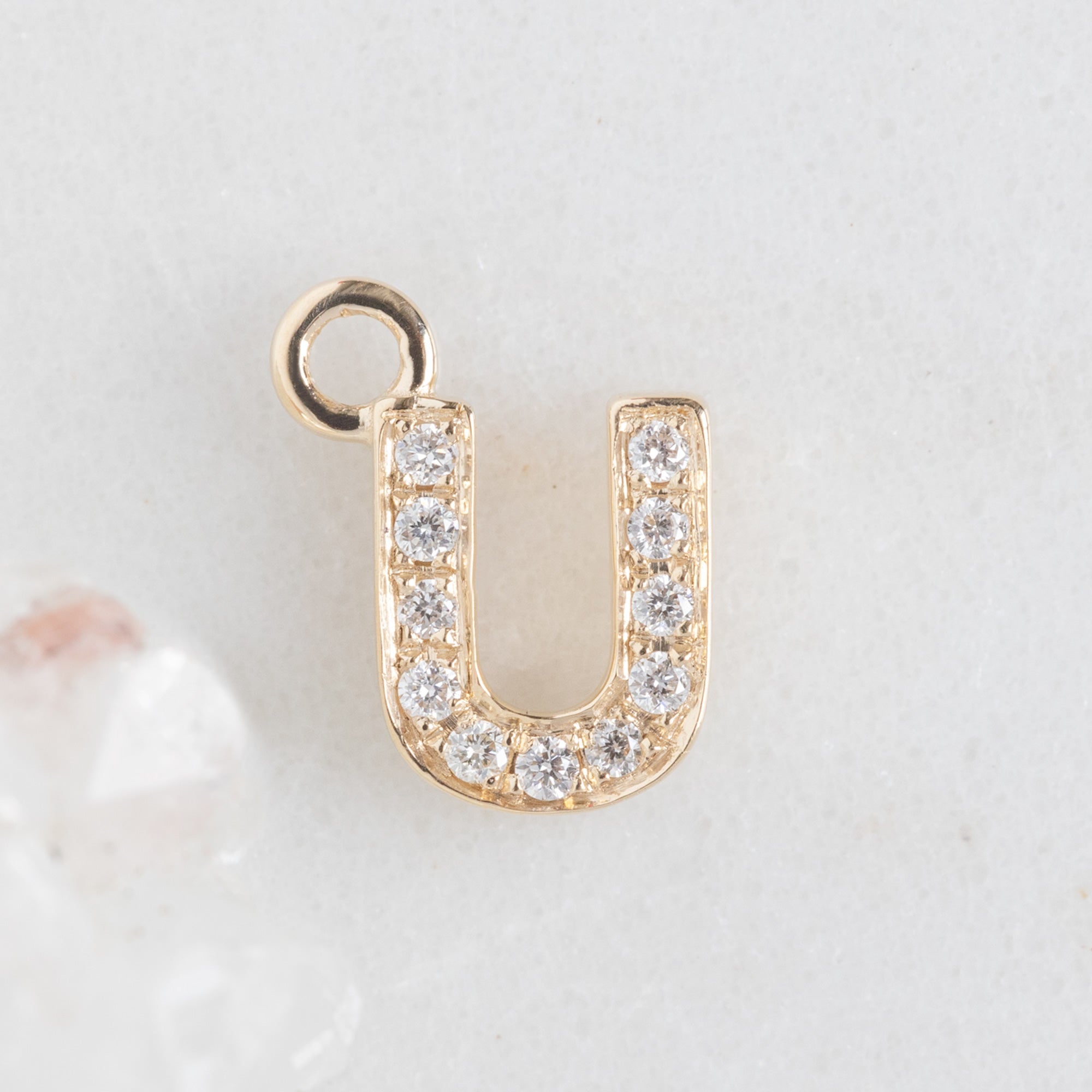 Alexis Russell Necklaces The White Diamond Pavé Letter Charm | Yellow, Rose or White Gold