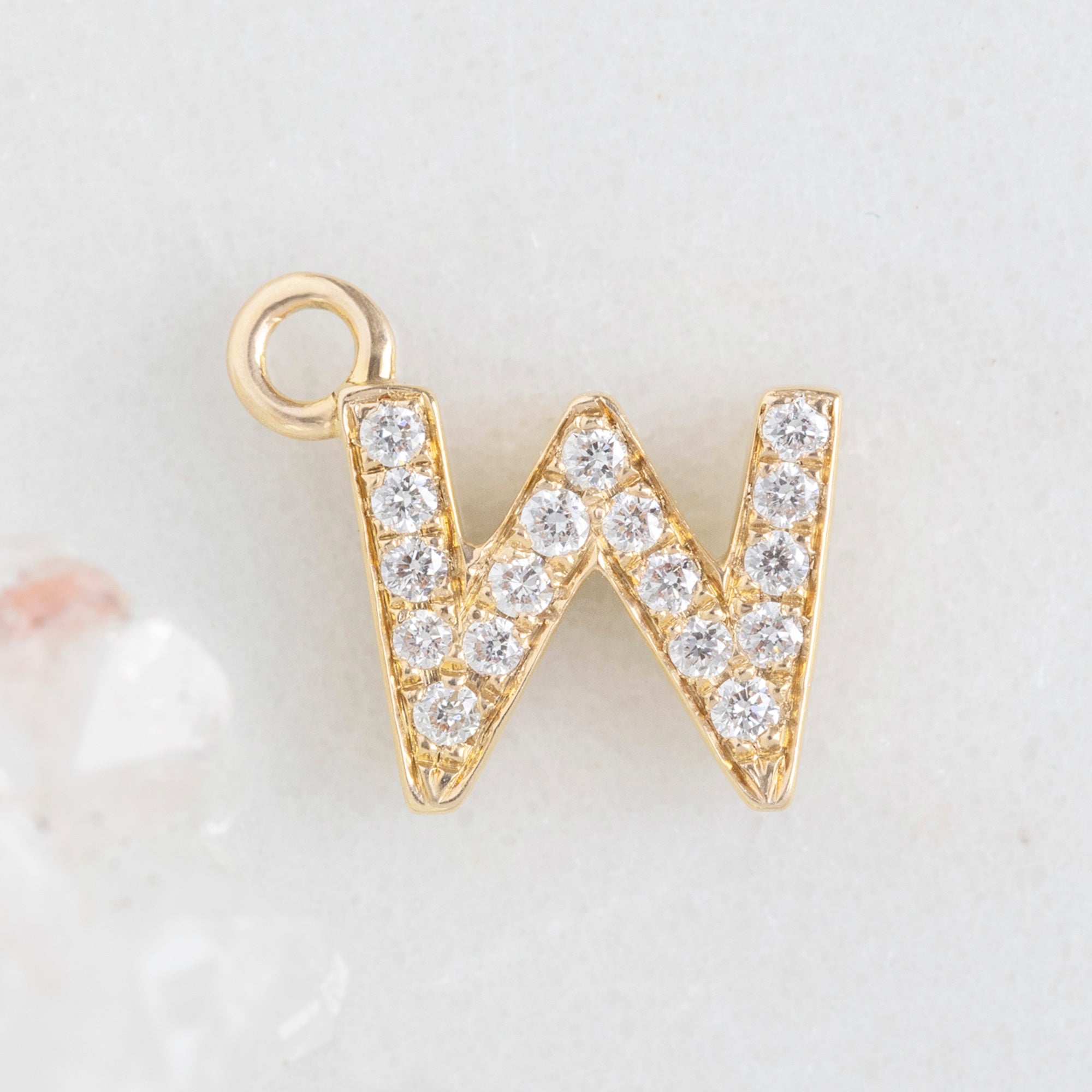 Alexis Russell Necklaces The White Diamond Pavé Letter Charm | Yellow, Rose or White Gold